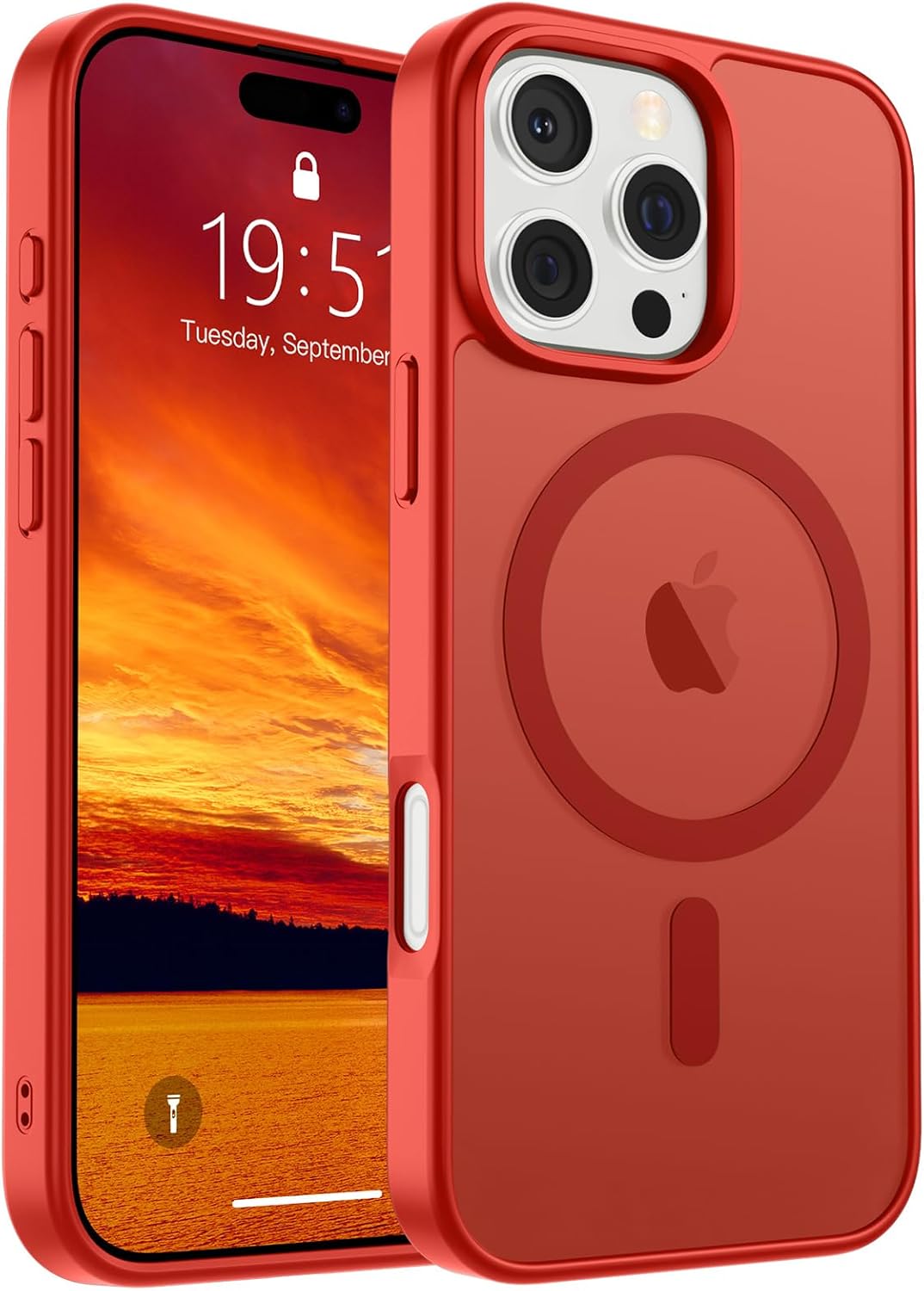 SUPFINE Magnetic for iPhone 16 Pro Max Case (Compatible with MagSafe) (Military Grade Drop Protection) Slim Translucent Matte Shockproof with Anti-Fingerprint Phone Case,Red
