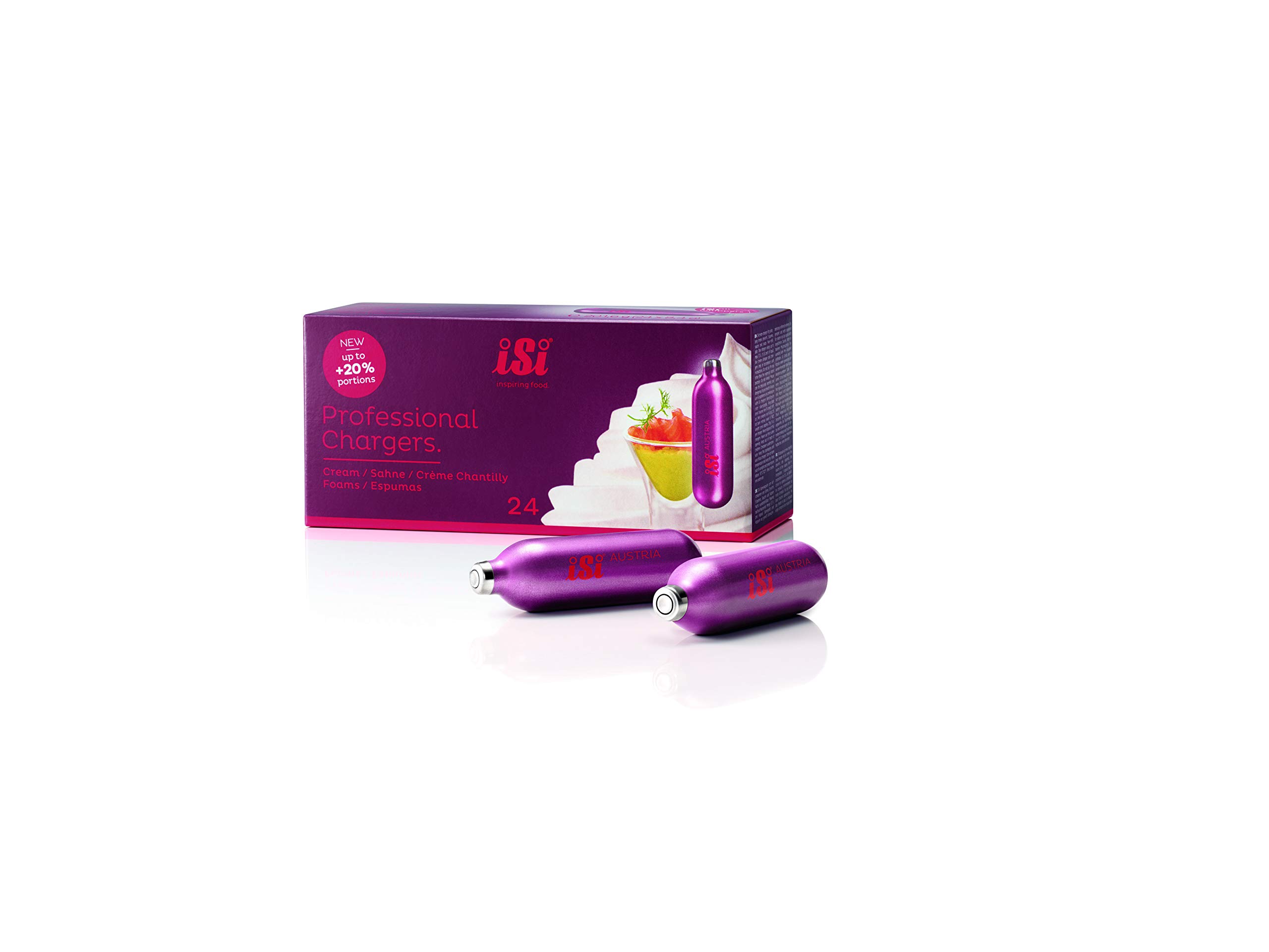 iSi Pro 8.4g Cream Chargers 24 Pack Non-Threaded Cream Whipper Charger Cartridges, 25 Boxes