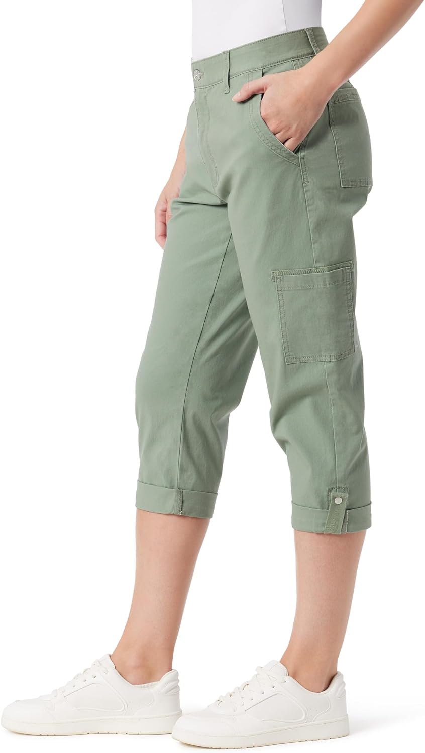 Gloria Vanderbilt Womens Cargo Capri Tab Roll Cuff with Zip Front and Elastic Waist Standard - Image 3