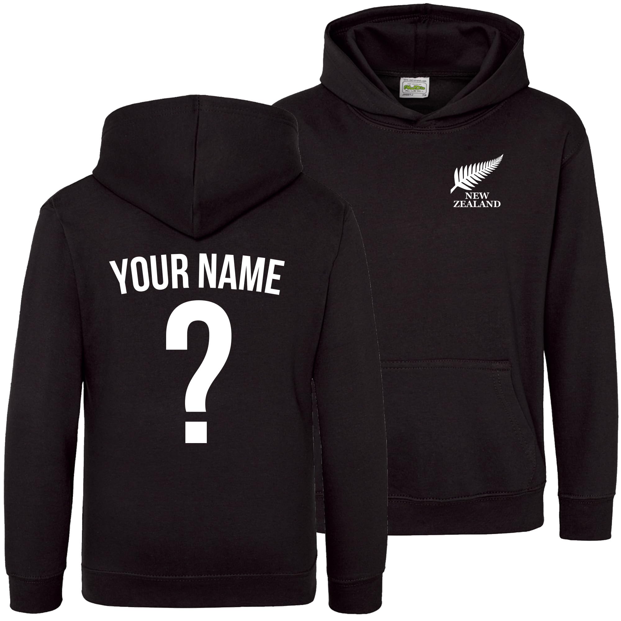 Purple Print House Personalised New Zealand Name and Number Hoodie Boys Girls Custom Silver Fern Hoody For Rugby Supporters