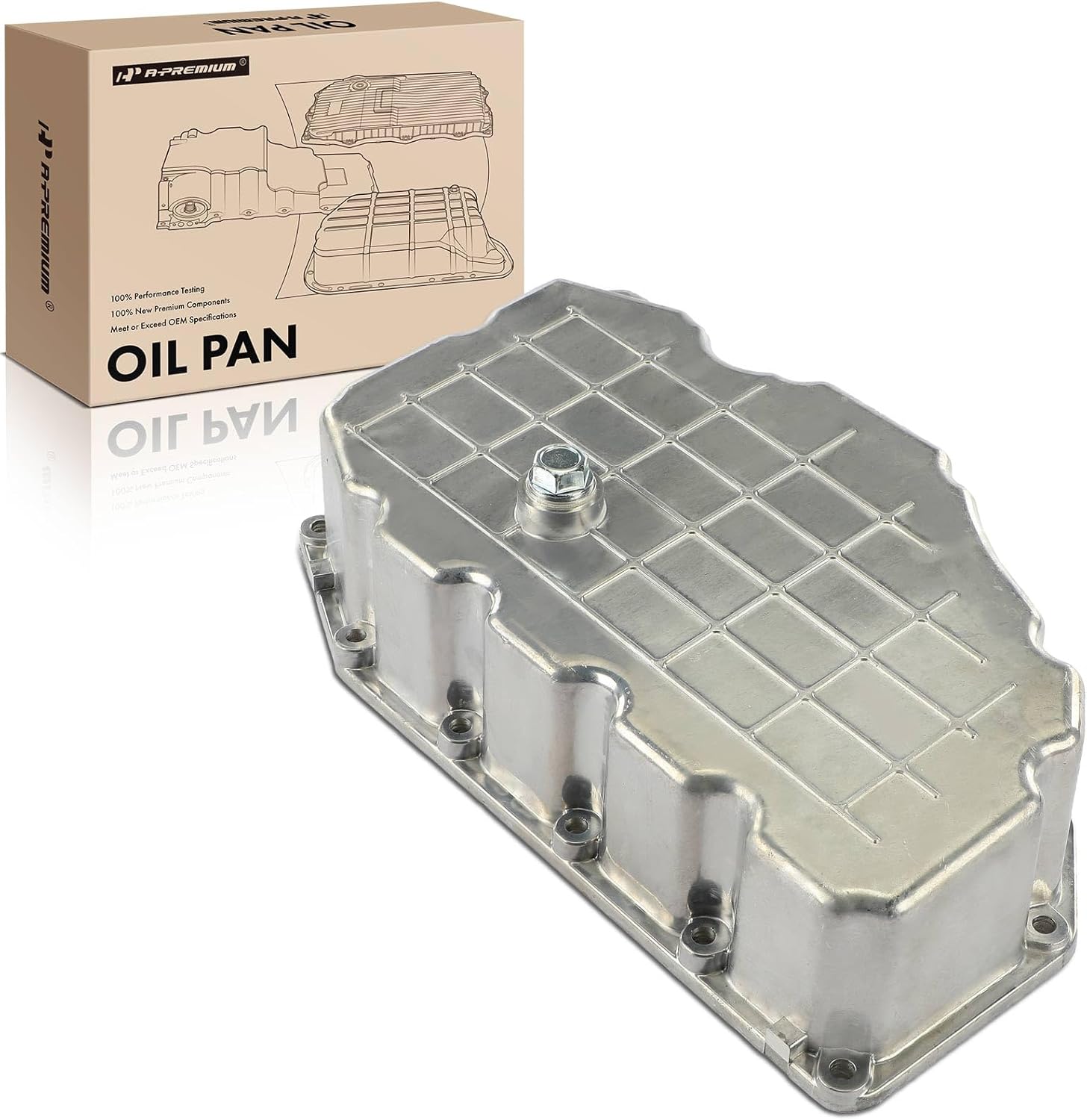 A-Premium Engine Oil Pan Sump with Drain Plug Compatible with Jeep WK2 Series Grand Cherokee 2014-2019, 3.0L, Replaces 68211182AA, 68147572AA