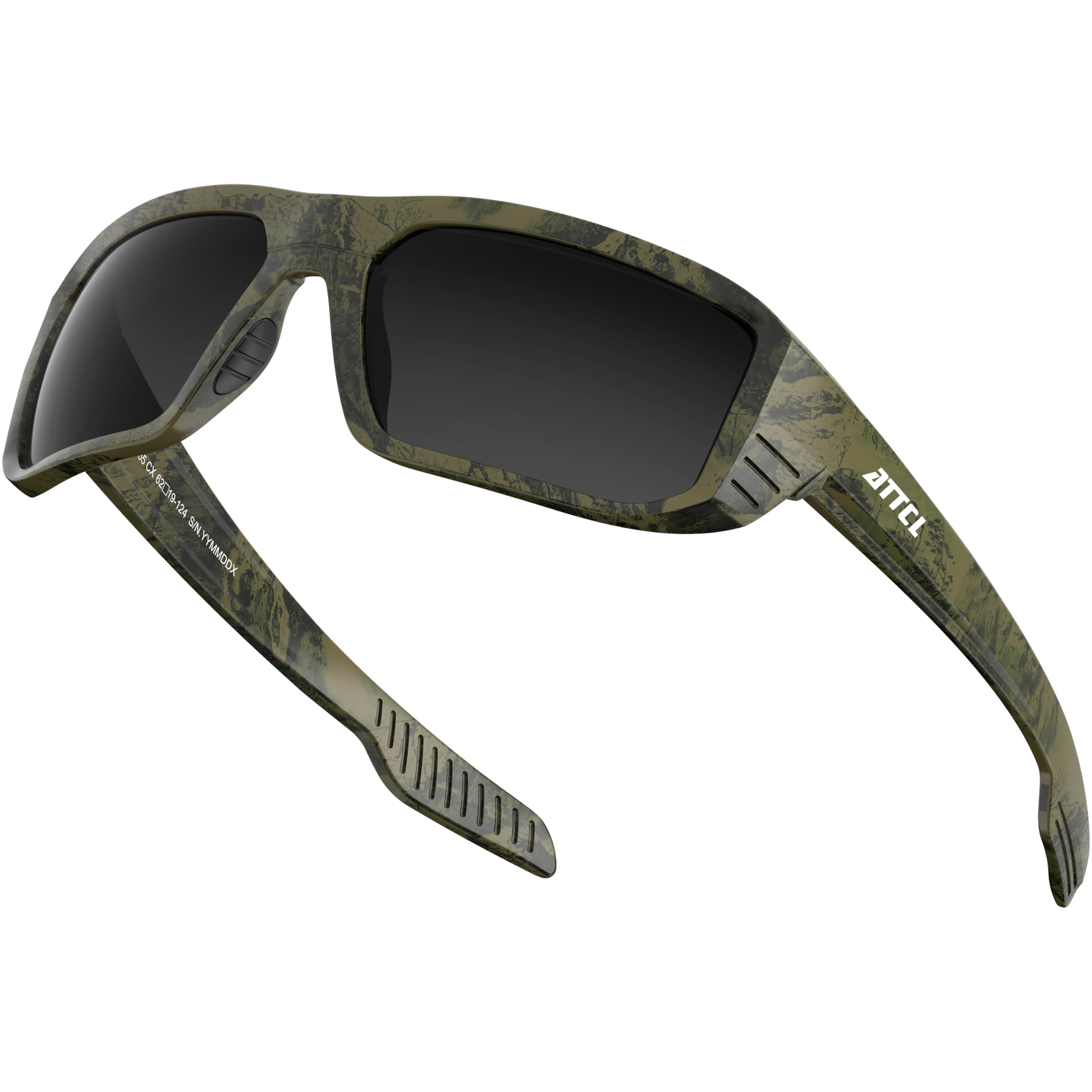 ATTCL Sports Polarized Sunglasses for Men: Ultra-Light Wrap Around TR90 Frame UV400 Protection for Fishing Driving Shooting, Camouflage Frame/Black Lense, M