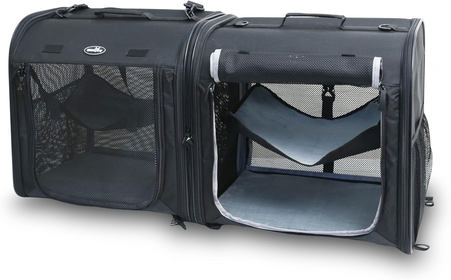 2-in-1 Cat Carrier for 2 Cats, Foldable Double Cat Carrier,Two Pets Carrier for Outdoor Travel with Secure Zipper Locks