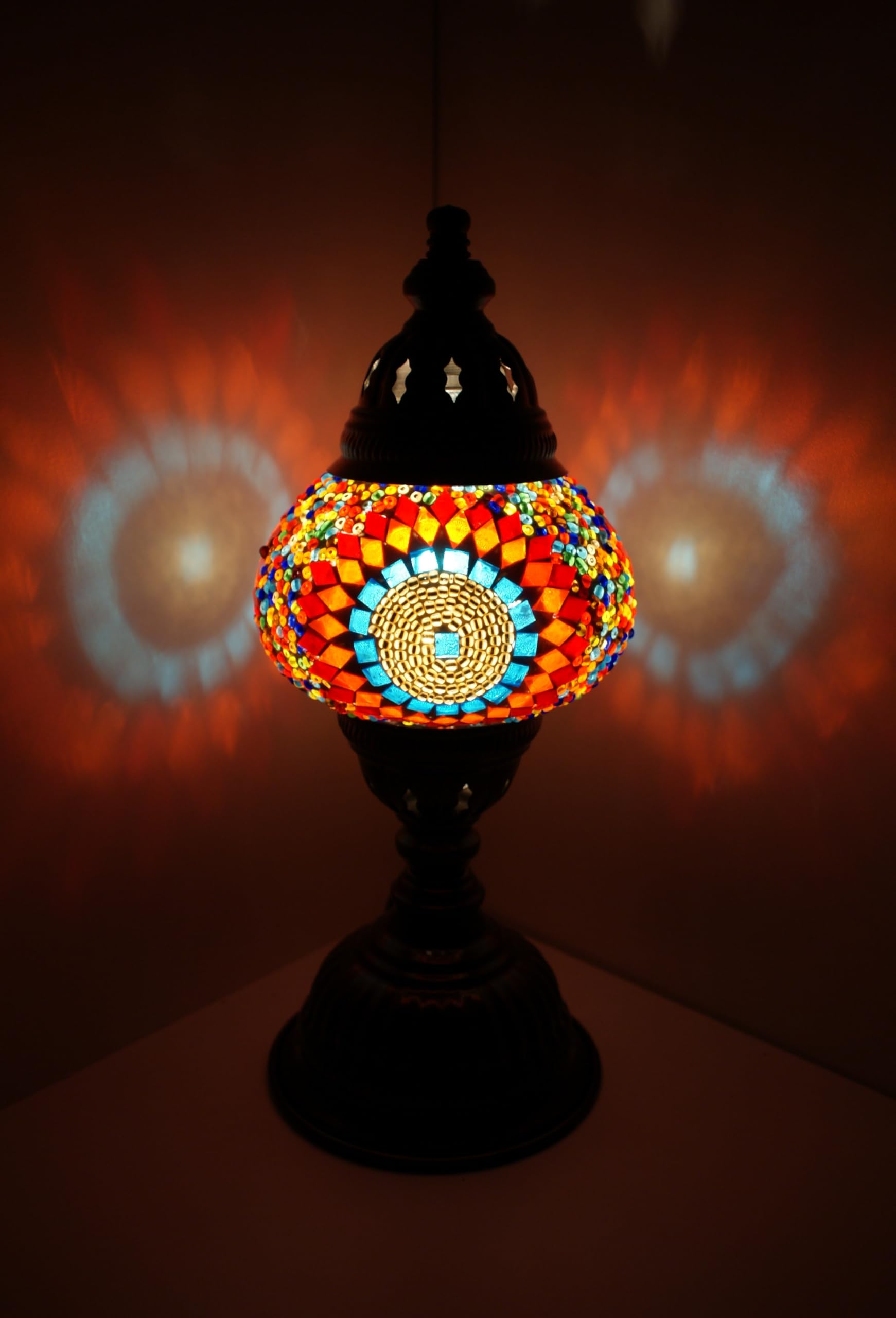 Samarkand Mosaik Tischlampe – Handgefertigte Orientalische Lampe Mit Mosaiksteinen, 27 Cm Hoch – Für E14 Birnen