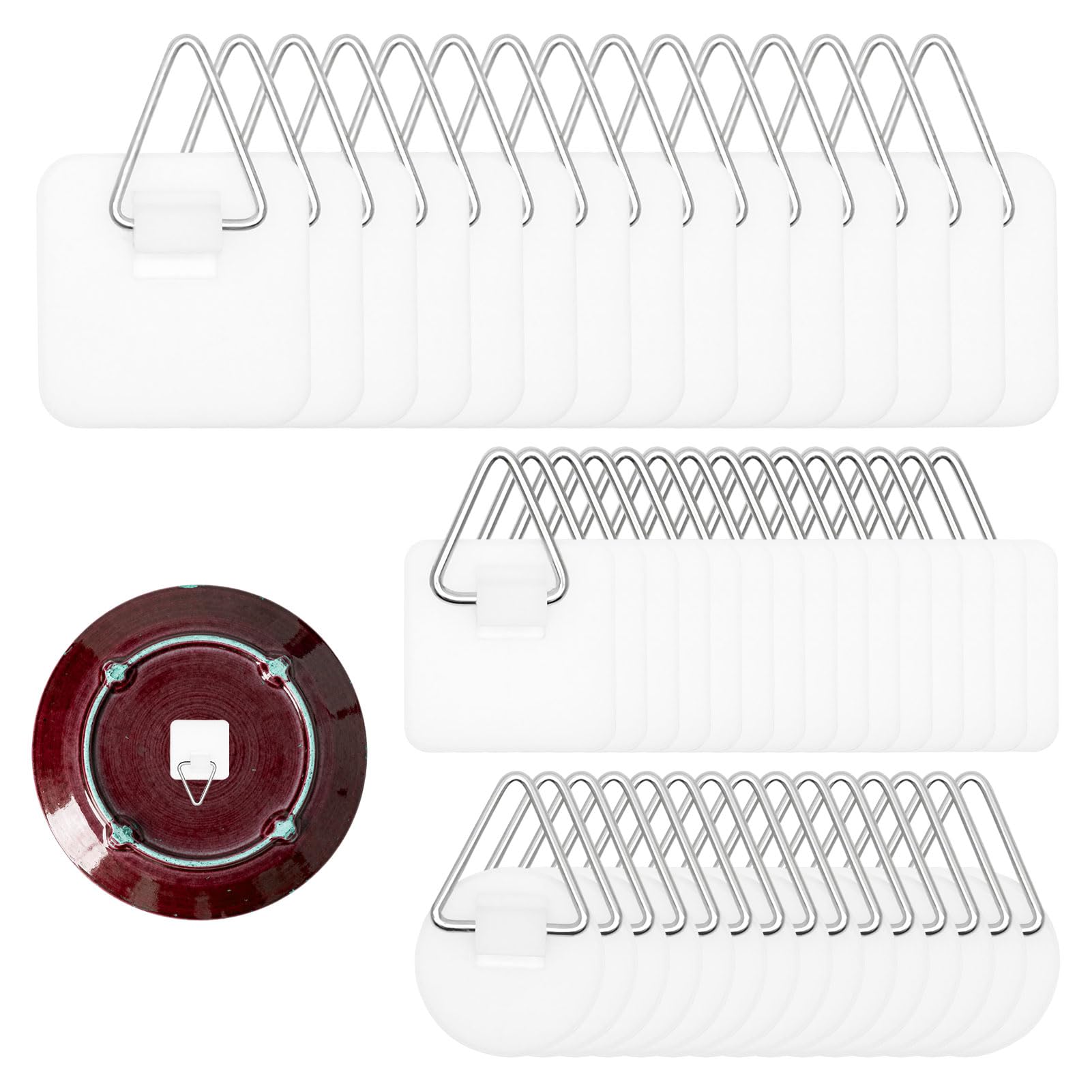Plate Hangers for Walls, 45 Pcs Invisible Adhesive Picture Hooks, Self Adhesive Picture Hooks Suitable for Pictures Frames/Foam Boards/Plate Wall Decorations
