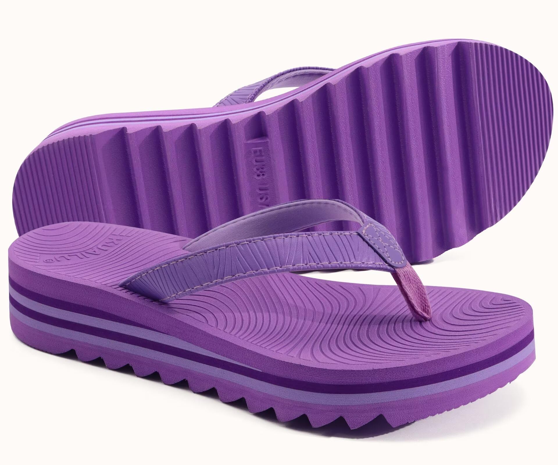 KuaiLu Flip Flops Femme Mode Yoga Mat Plateforme Léger Tongs Sandales Dressy Été Plage Frauen Tongue, Coussin Doux Lit Caoutchouc Semell EU36-43
