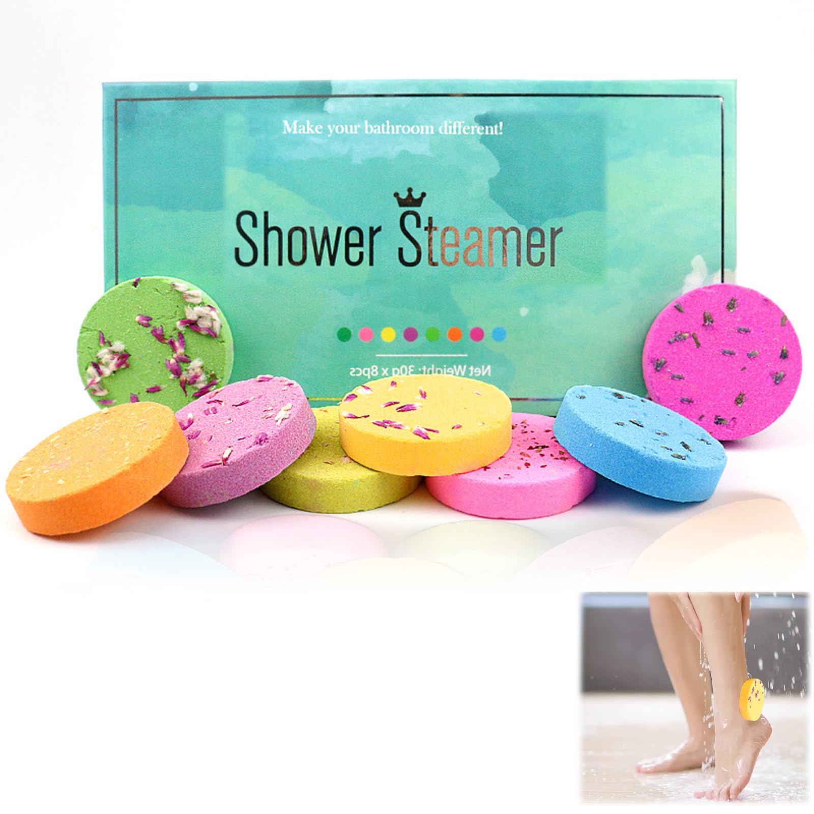 8 Pack Shower Steamers Aromatherapy Gifts for Women, Shower Bombs Aromatherapy with Natural Essential Oils, Personal Care and Relaxation Birthday Gifts for Women and Men, Gifts for Wife Mom, Gift Set
