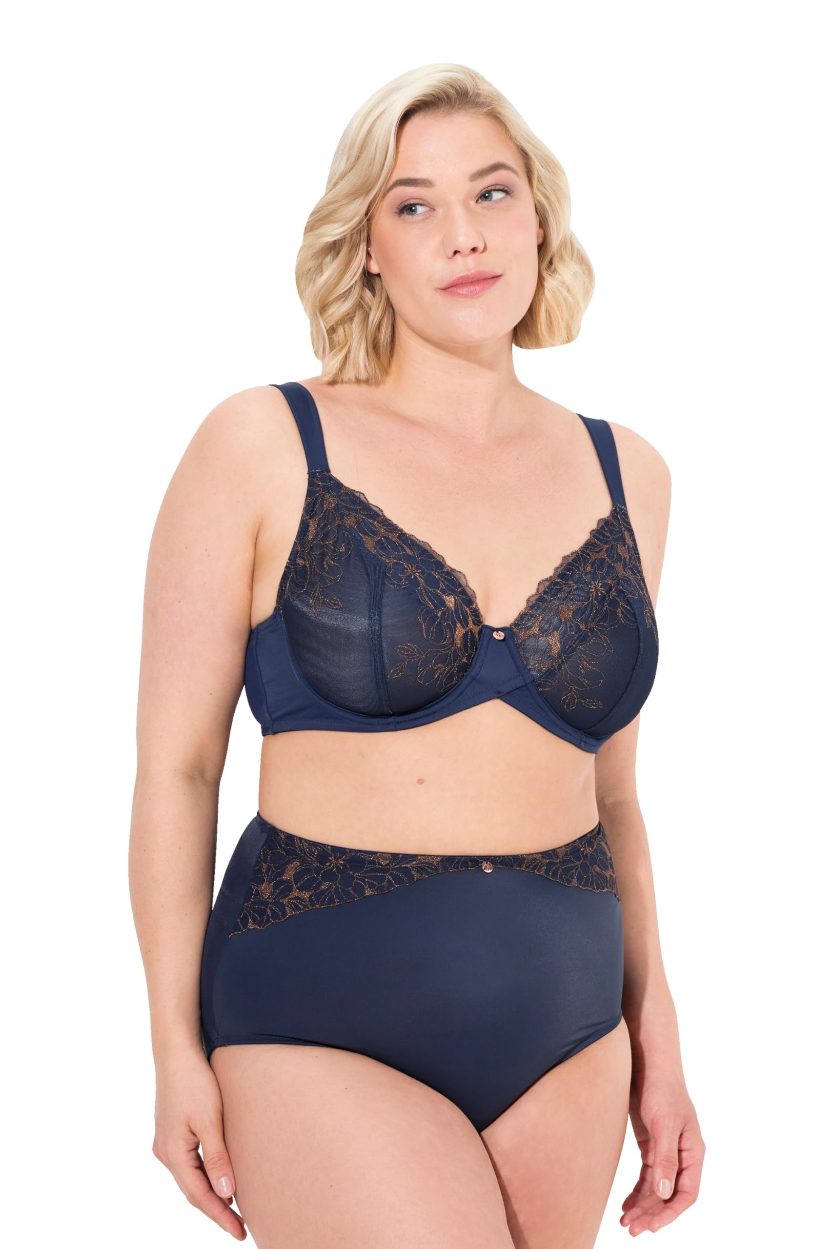 Ulla Popken Damen große Größen Übergrößen Plus Size Bügel-BH, Blütenstickerei 833609