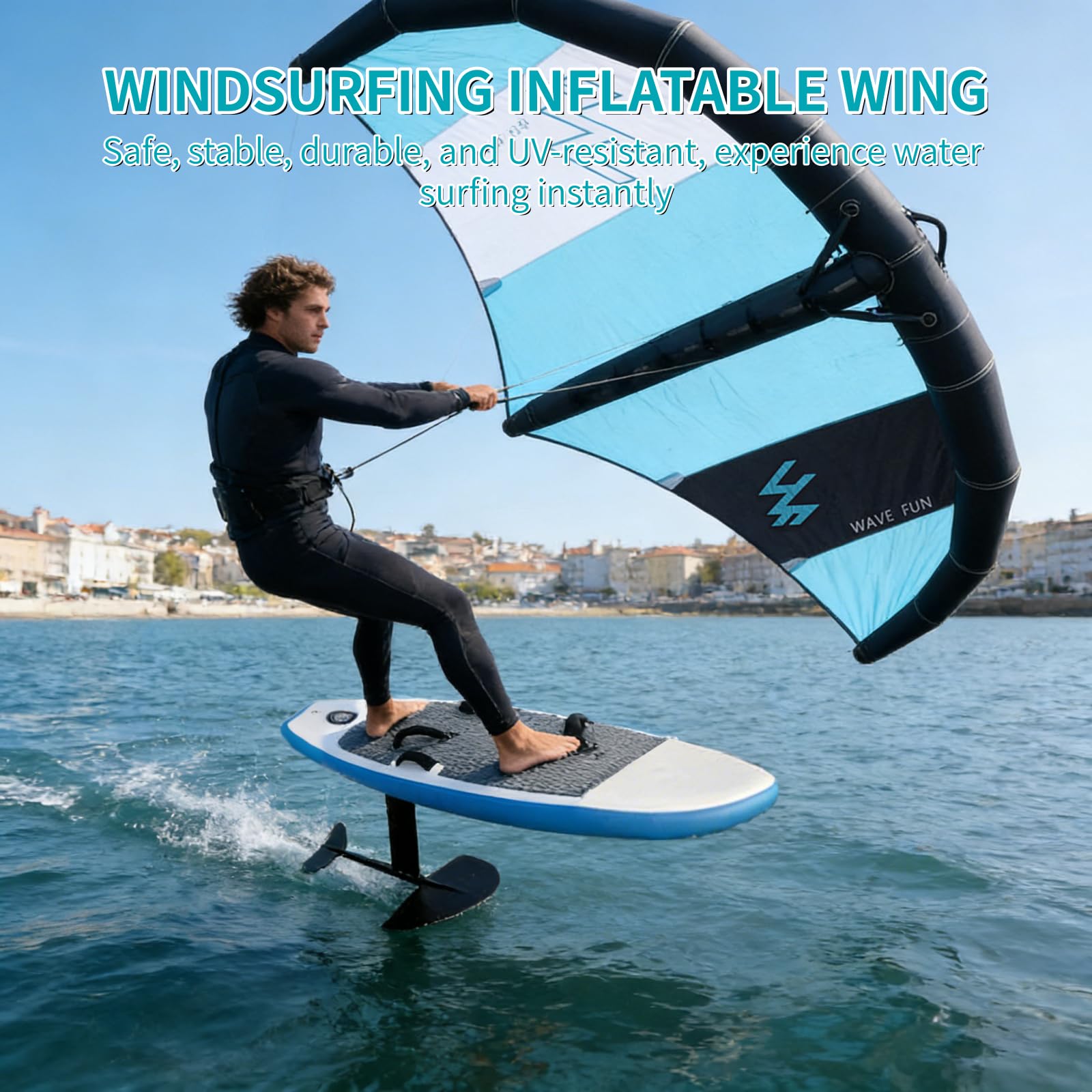 Combinación de Tabla hidroala Inflable y Wing Foil - 358x208 cm Wind Wingfoil, Kit Completo Listo para Usar para Deportes acuáticos, Kitesurf, Surf