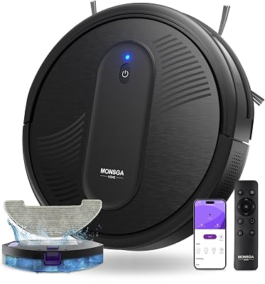 MONSGA Robot Aspirapolvere Lavapavimenti 3-in-1, 4000Pa, Autonomia 140min