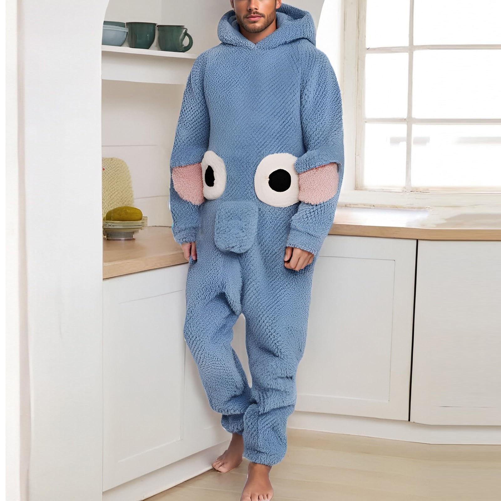Elefante Pareja Pijamas Hombres y Mujeres Invierno Grueso Coral Franela Plus Tamaño Divertido Ropa de Casa Pijamas para Hombre