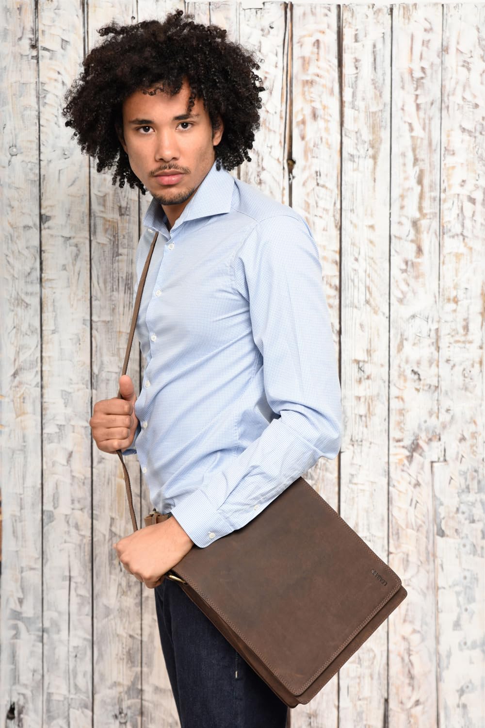 LEABAGS Borsa a tracolla in pelle da uomo e da donna, in vera pelle, per computer portatile fino a 13 pollici, con tracolla, borsa a tracolla, borsa da lavoro, borsa a mano
