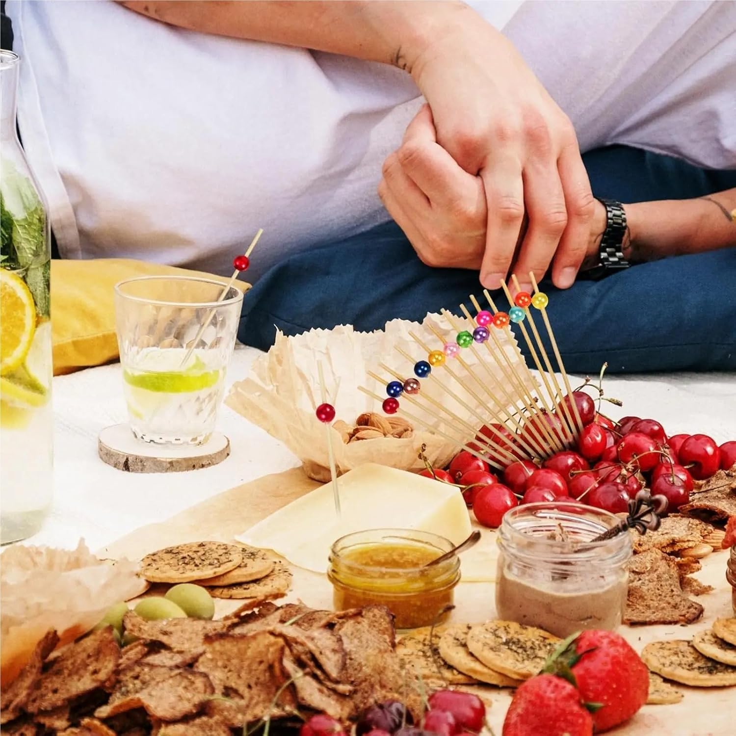 Cocktail Picks 600pcs Wooden Sticks Colorful Bamboo Skewers Toothpicks Bar Tools