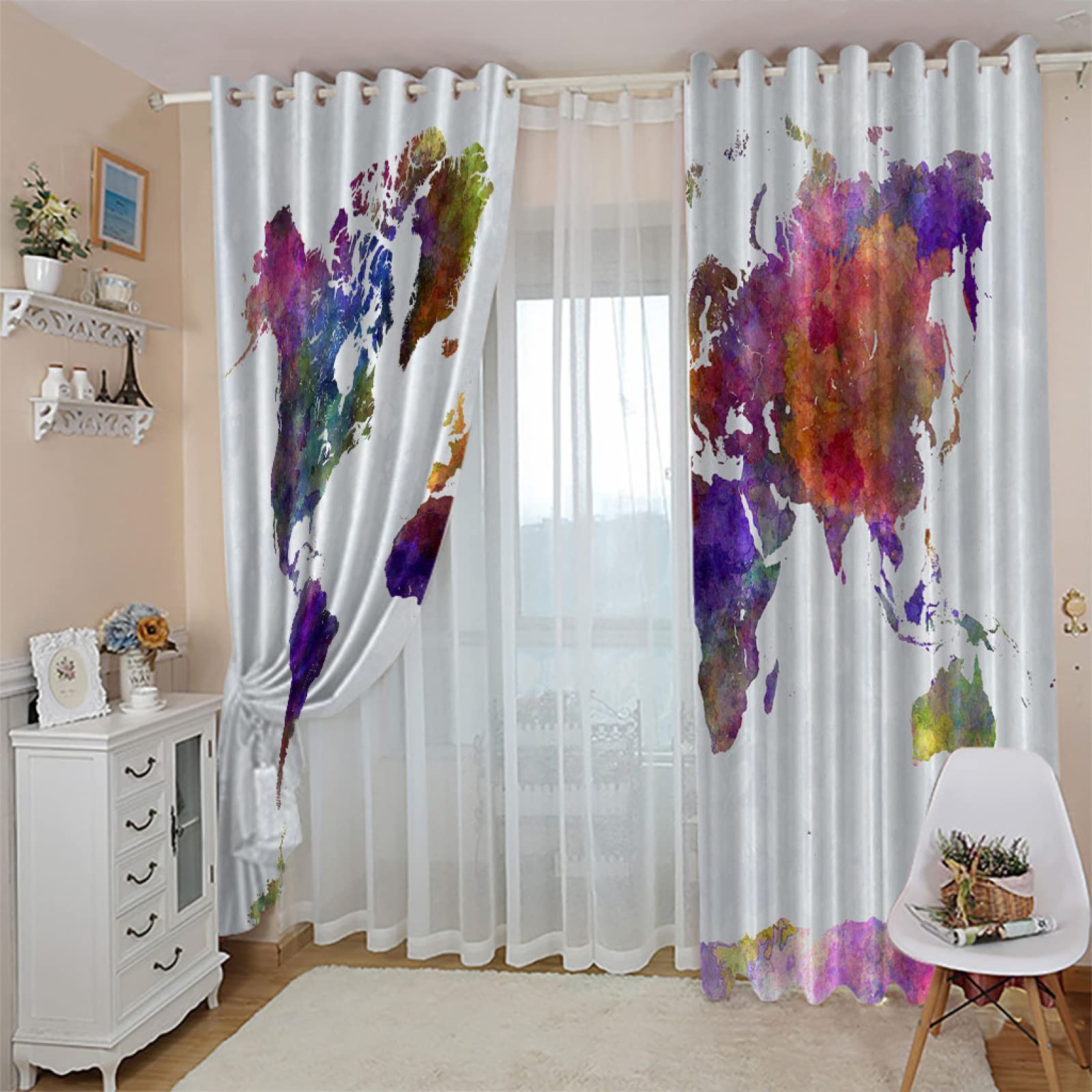 Amazon｜姫系 カーテン 遮光 カラー＆マップ 2 x 幅100 x 丈135cm