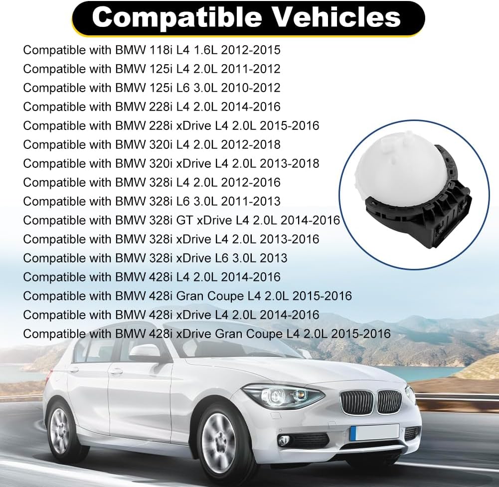 Coolant Recovery Overflow Reservoir Tank with Cap and Sensor Compatible with BMW 118i 125i 228i xDrive 320i 328i 428i Coolant Radiator Reservoir Tank Replacement for 17137609469 17137642158