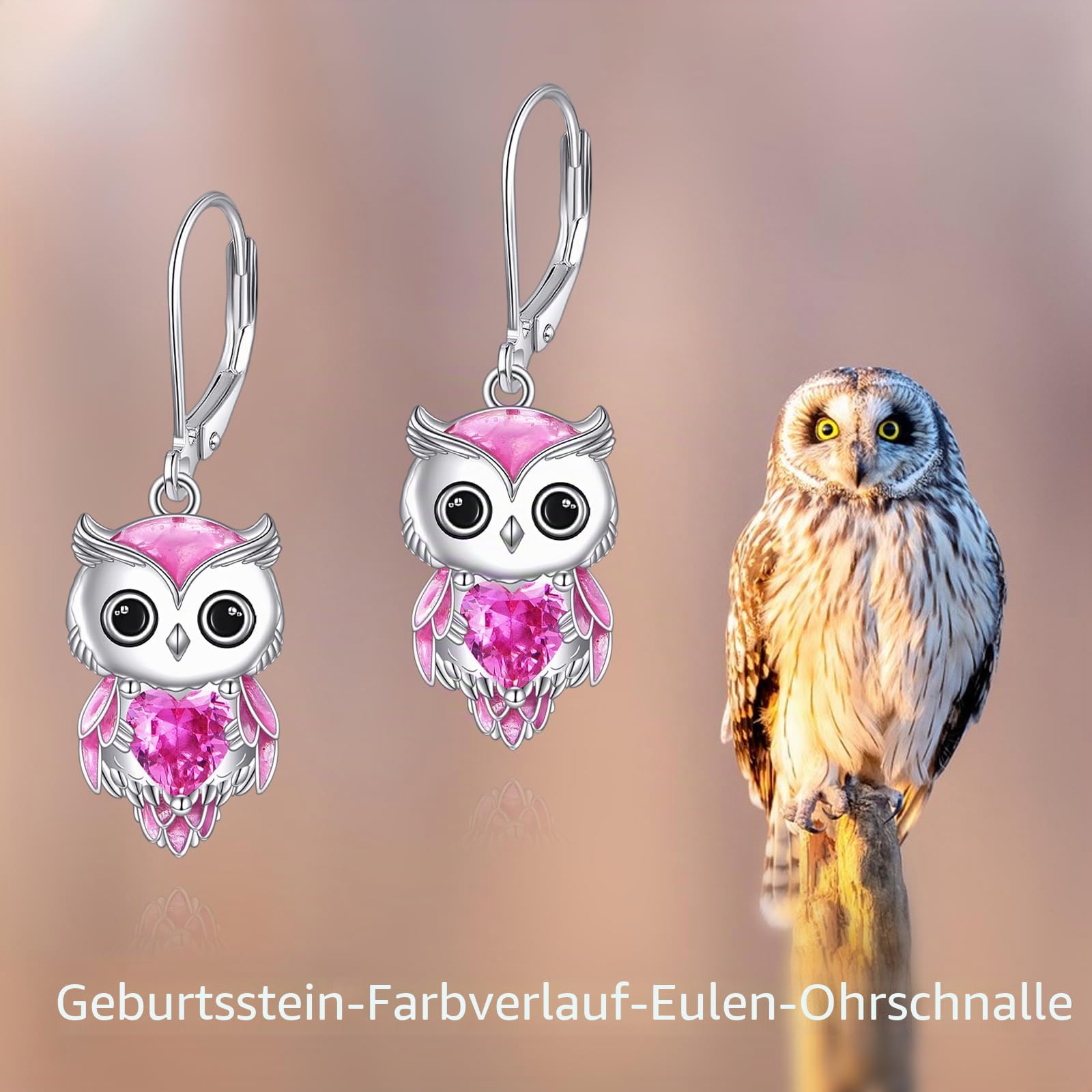 Eulen Ohrringe für Damen 925 Sterling Silber Eulen Schmuck Geburtsstein Eulen Ohrringe Weihnachtsgeschenke