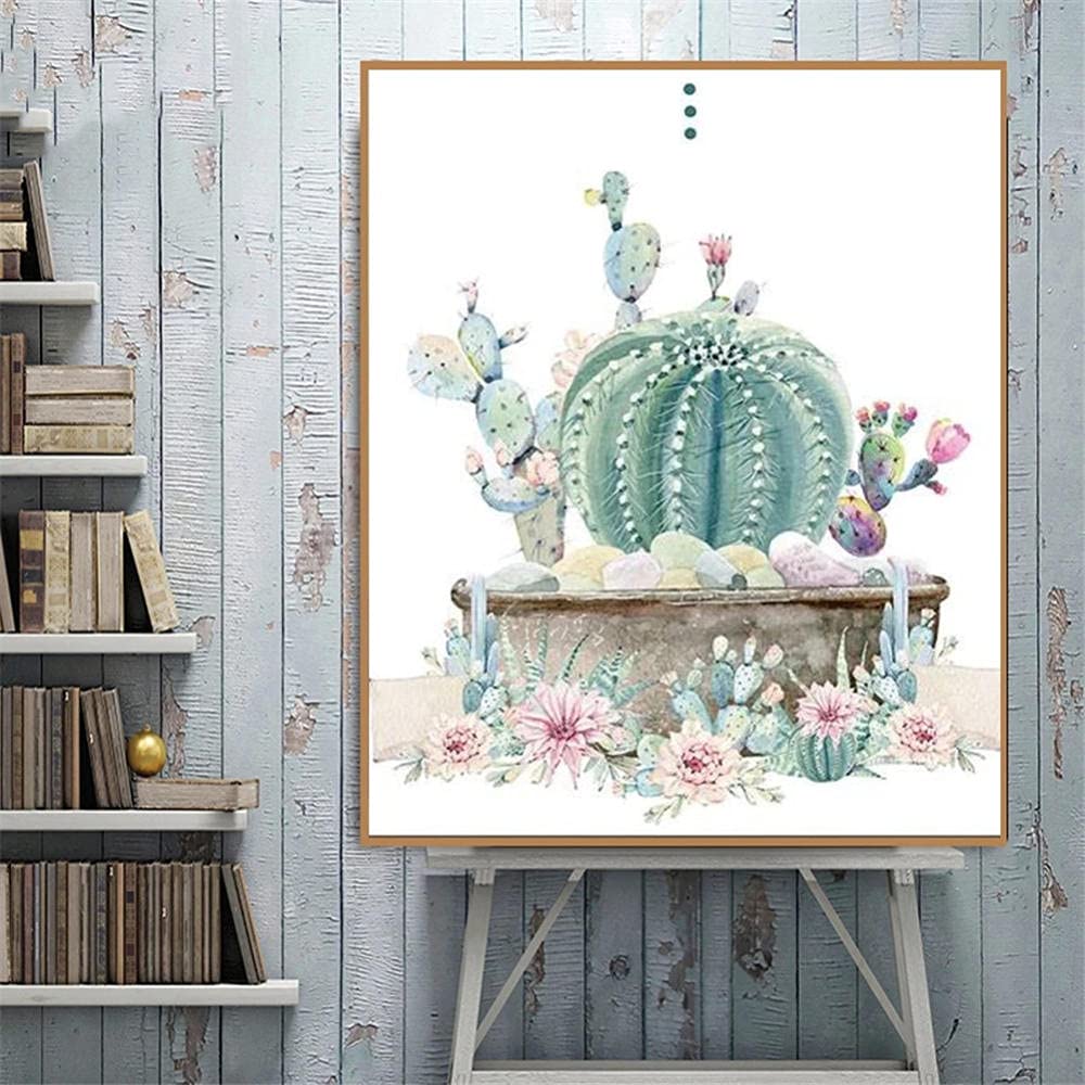 Diamond Painting Kit Completo Cactus,Cuadros Diamantes 5D Grandes,DIY Punto de Cruz Niños Pintura Diamante Kit, Adultos Pintar con Diamantes,Decoración de Paredes Manualidades-80x120cm