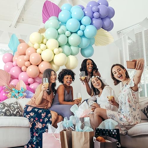 Miniatura 32 de Kit de arco de globos azules y amarillos, kit de guirnalda de globos de albaricoque azul y naranja, amarillo, de látex, globos de fiesta