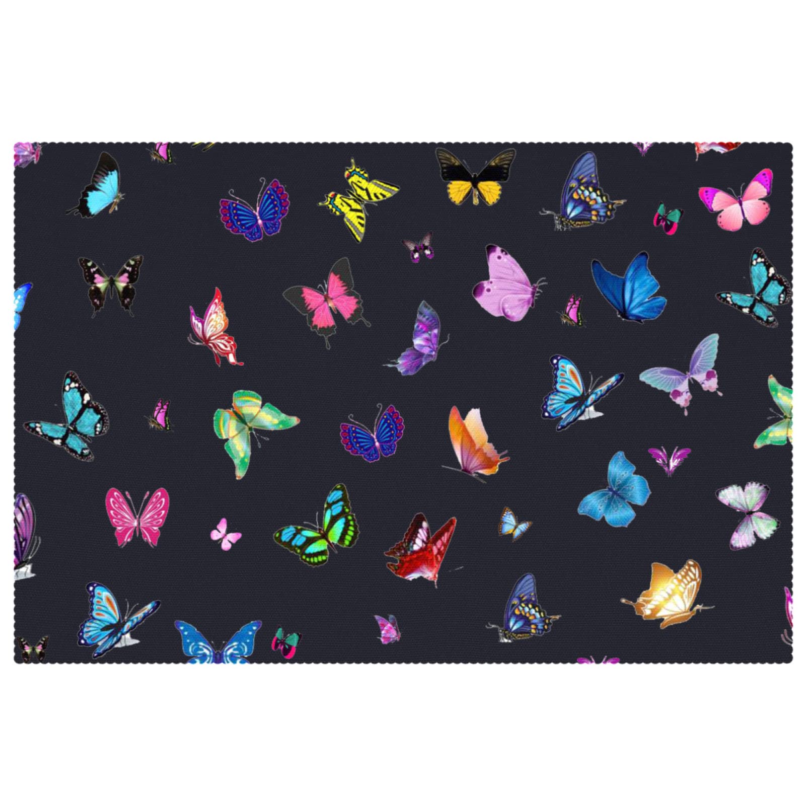 Lot de 6 sets de table en forme de papillon coloré pour table à manger de 30x45 cm