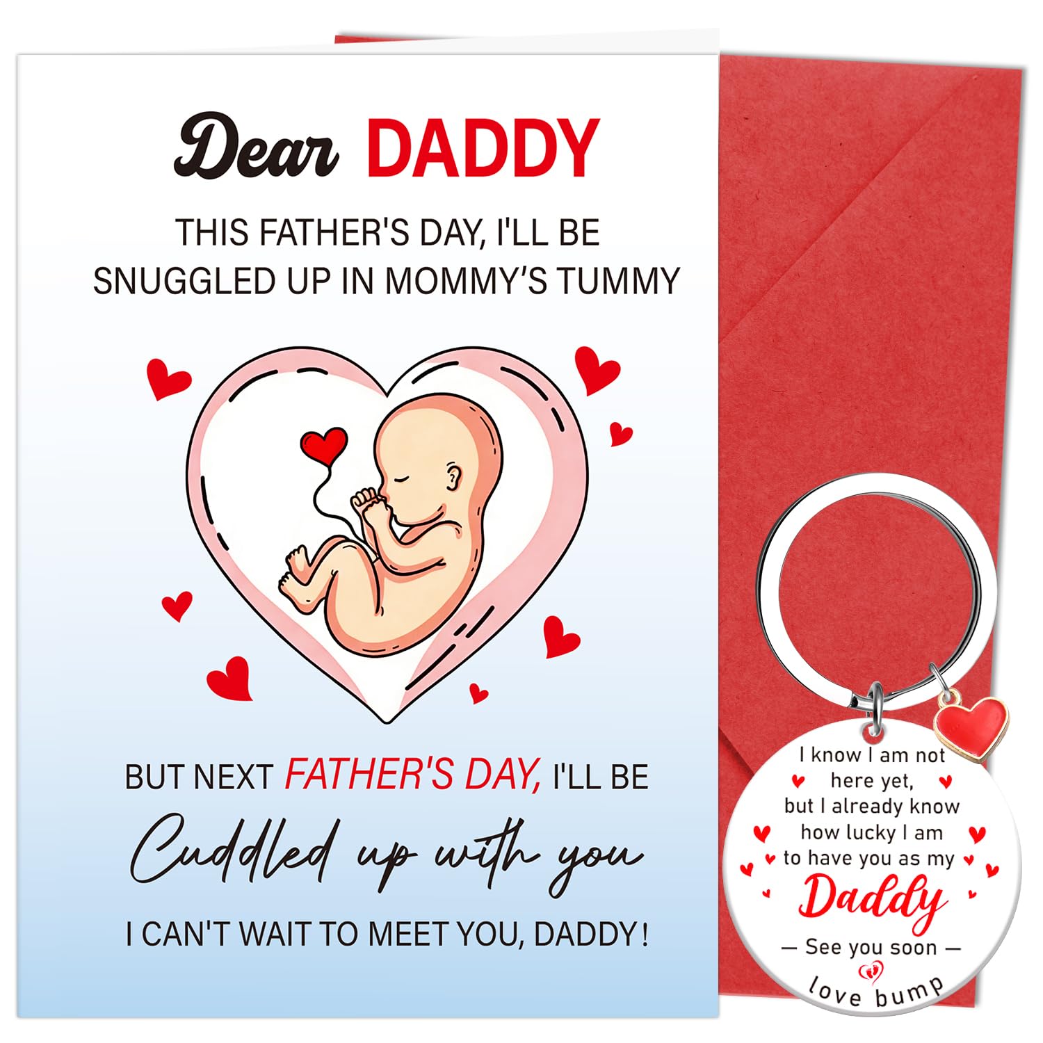 Luvart First Fathers Day Card - First Fathers Day Keychain for New Dads, Love You Dad Keyring Gifts