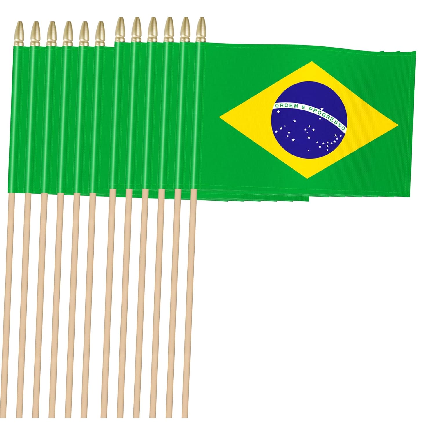 KimSouthd 12パック 5x8インチ ブラジル国旗 ブラジル国旗 手持ちスティックフラッグ パーティーパレード300Dオック