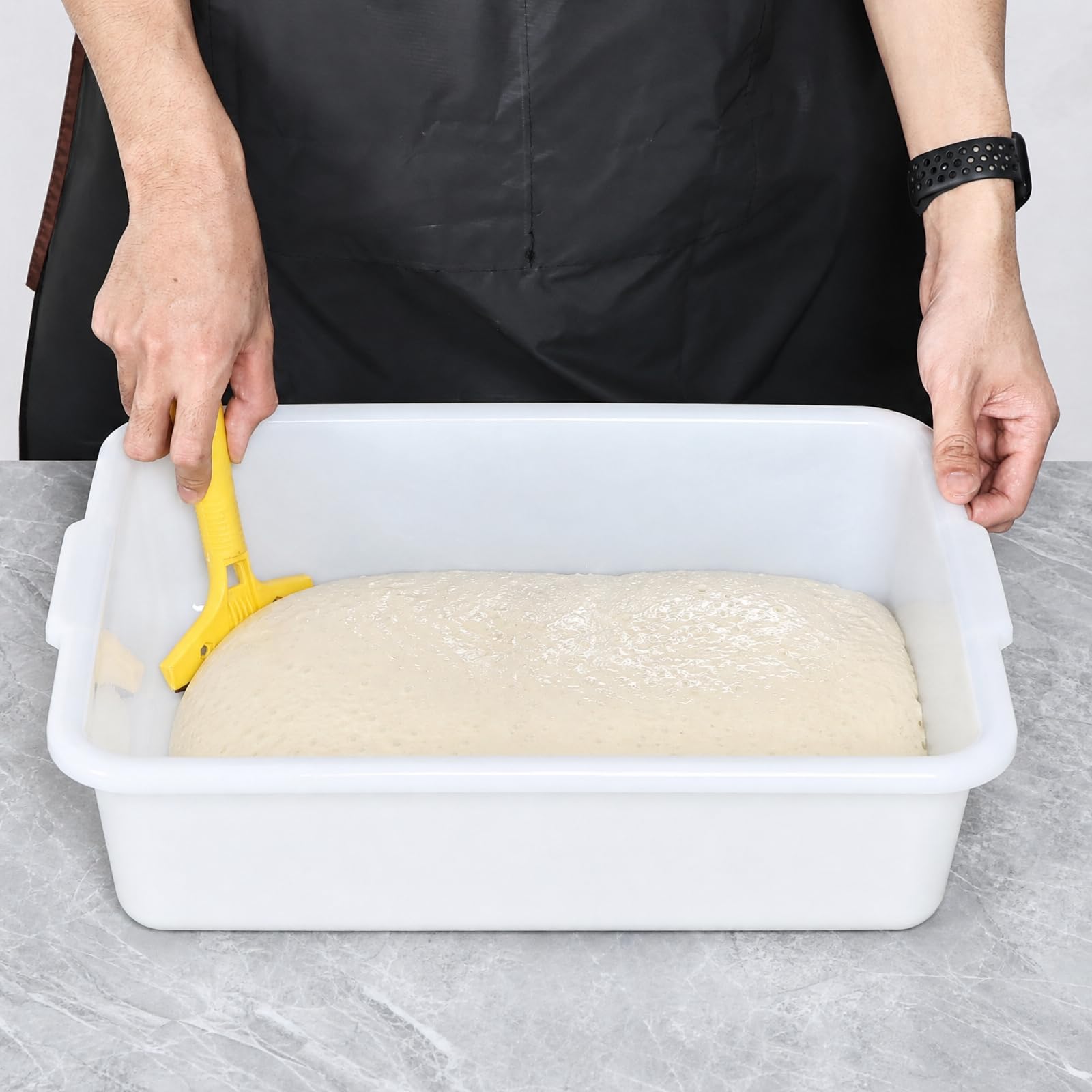 Confezione da 3 contenitori in plastica per lievitazione pizza da 13 l, con coperchio, impilabili, colore bianco