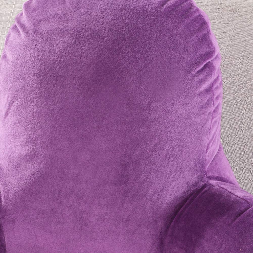 MISSMAO Klein Rückenlehnenkissen Zur Unterstützung des Rückens Beim Entspannen/Spielen/Lesen/Fernsehen, Weiche Veloursabdeckung Lesebett-Bettruhekissen Mit Armen,Lila,58x40x25cm