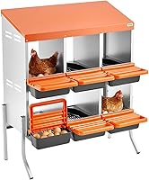 VEVOR 6-Compartment Roll Away Chicken Nesting Boxes with Legs, Galvanized Steel, Easy Egg Collection for Hens - Orange