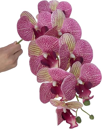 Miniatura 102 de FagusHome Phalaenopsis - Flores artificiales de 32 pulgadas, 6 piezas de orquídeas artificiales con tallo para decoración del hogar (rosa)