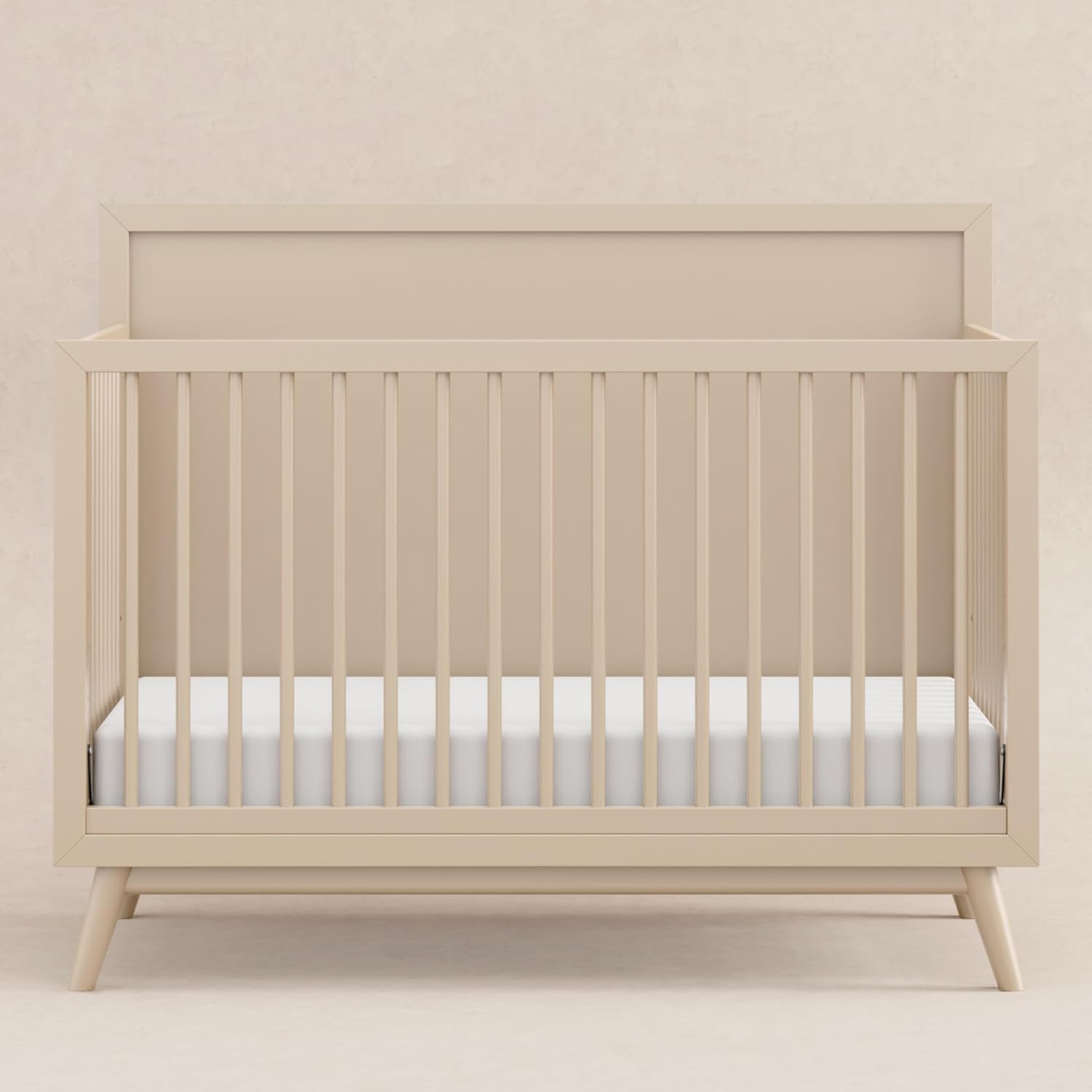 Babyletto Palma 4-in-1 Convertible Crib with Toddler Bed Conversion Kit in Taupe, Greenguard Gold Certified