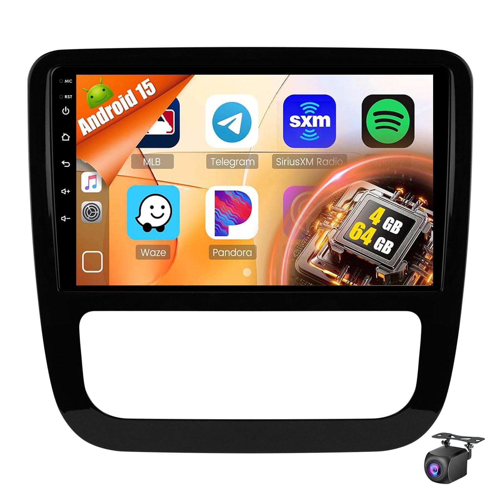 Uipob 9 Inch Android 15 Car Radio for Scirocco 2008-2013 with Wireless CarPlay Android Auto Touch Screen Car Stereo GPS Navigation Bluetooth FM RDS Mirror Link EQ SWC Backup Camera(Size:8Core 8+128G)