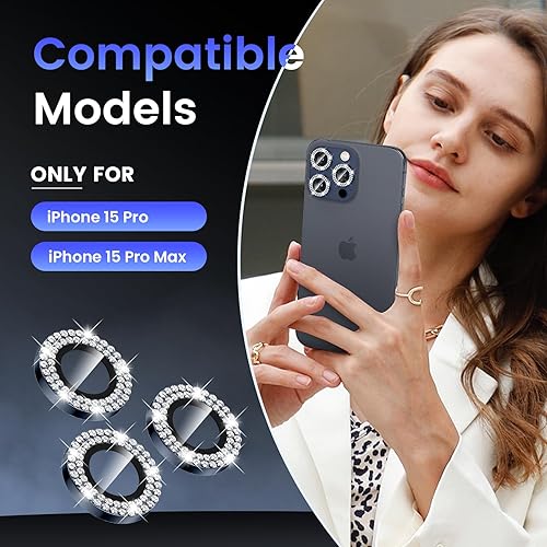 Miniatura 2 de Tensea Protector de lente de cámara para iPhone 15 Pro y iPhone 15 Pro Max, protector de pantalla de vidrio templado, cubierta de cámara, anillo