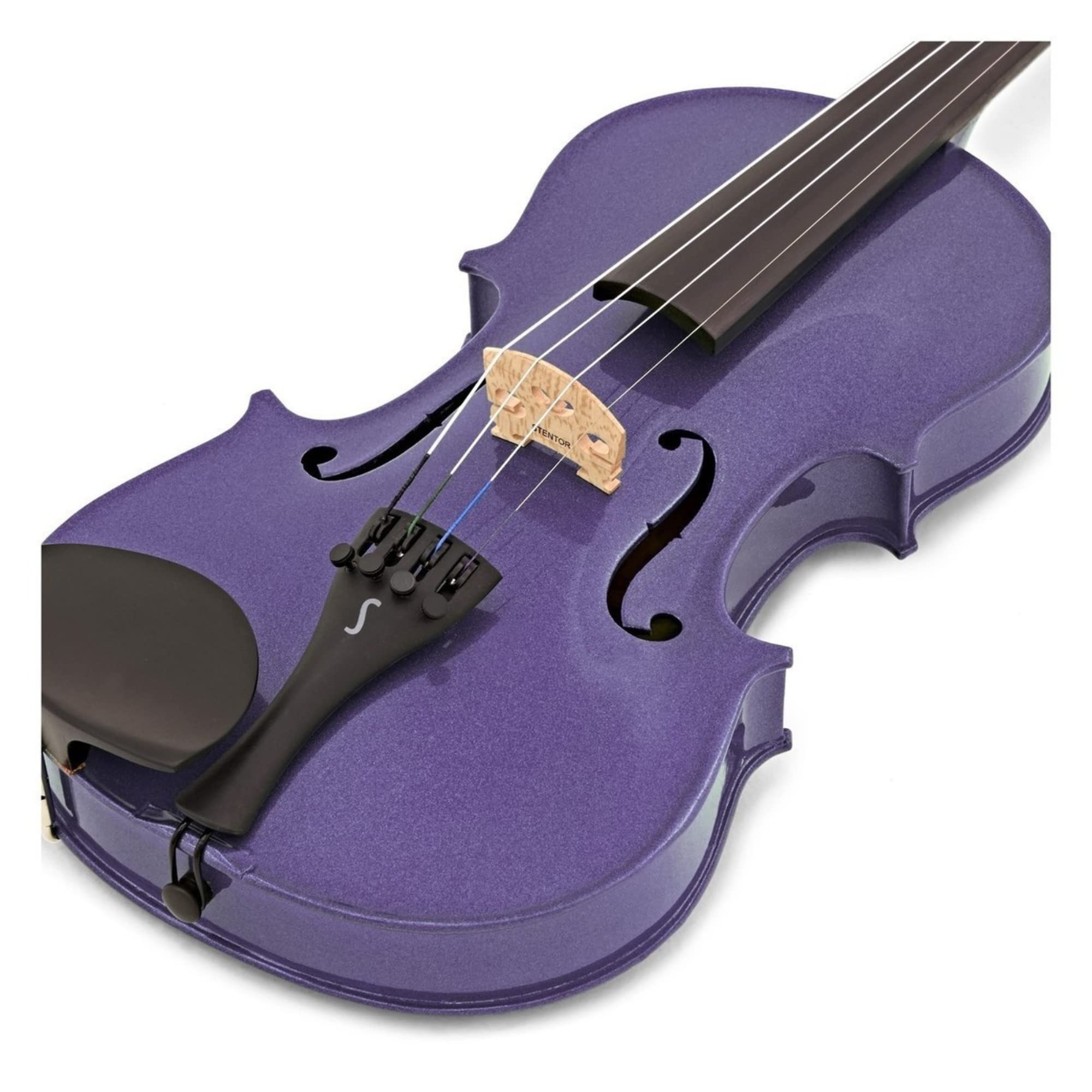 Stentor Violín arlequín tamaño 1/4, violín para intermedios con arco de fibra de vidrio P&H, estuche ligero, instrumento de cuerda colorido 1401FPU, morado