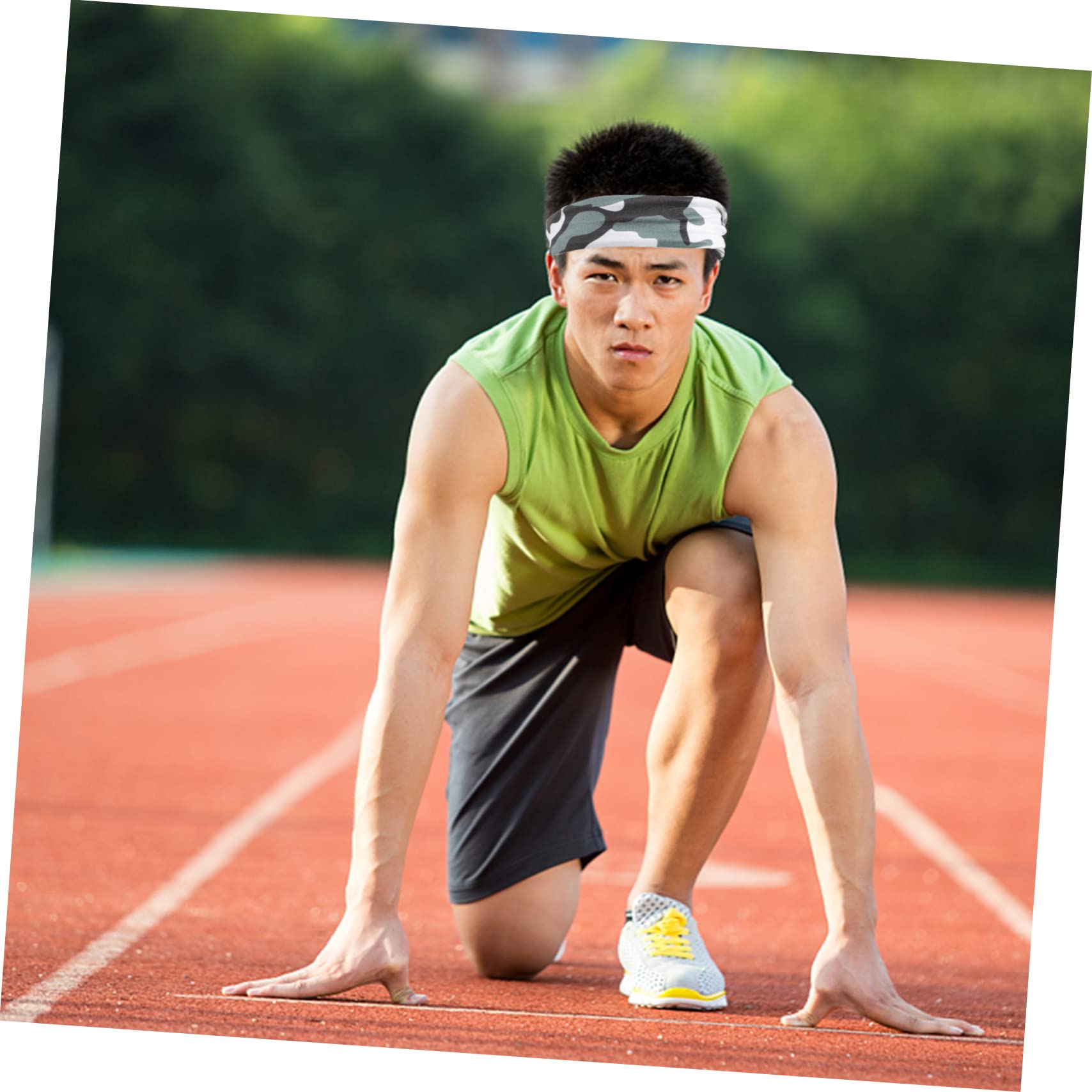 BESTonZON Sport Stirnbänder Herren rutschfeste Atmungsaktive Schweißband Für Fitness Joggen Basketball Elastische Haarbänder Camouflage Und Schweißabsorbierend