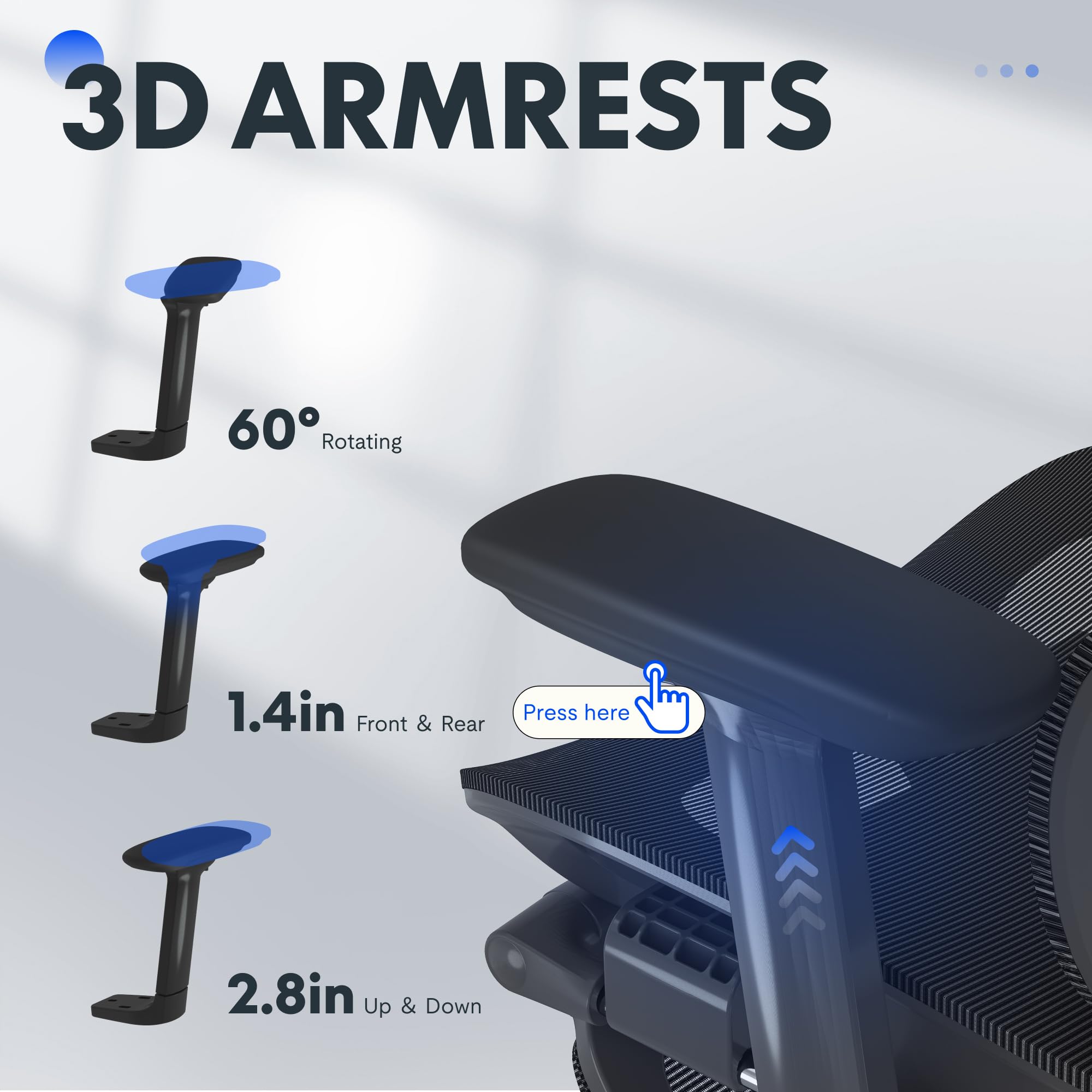 FLEXISPOT ErgoX Premium Ergonomic Office Chair with Footrest- Adjustable 3D Armrests, Dynamic Lumbar Support, Recline & Tilt Function, Mesh Seat, for Home & Office Use,Foam Black