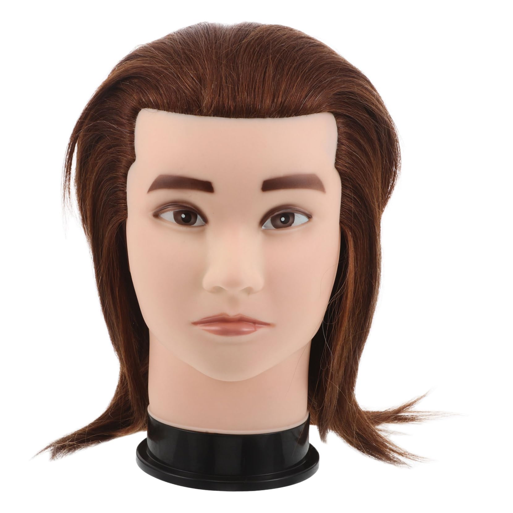 Anneome Realistischer Übungskopf für Frisuren mit Echthaar Braun aus Hochtemperaturbeständigem Fasermaterial Komfortabler Griff für Friseursalons und Persönliche Übung