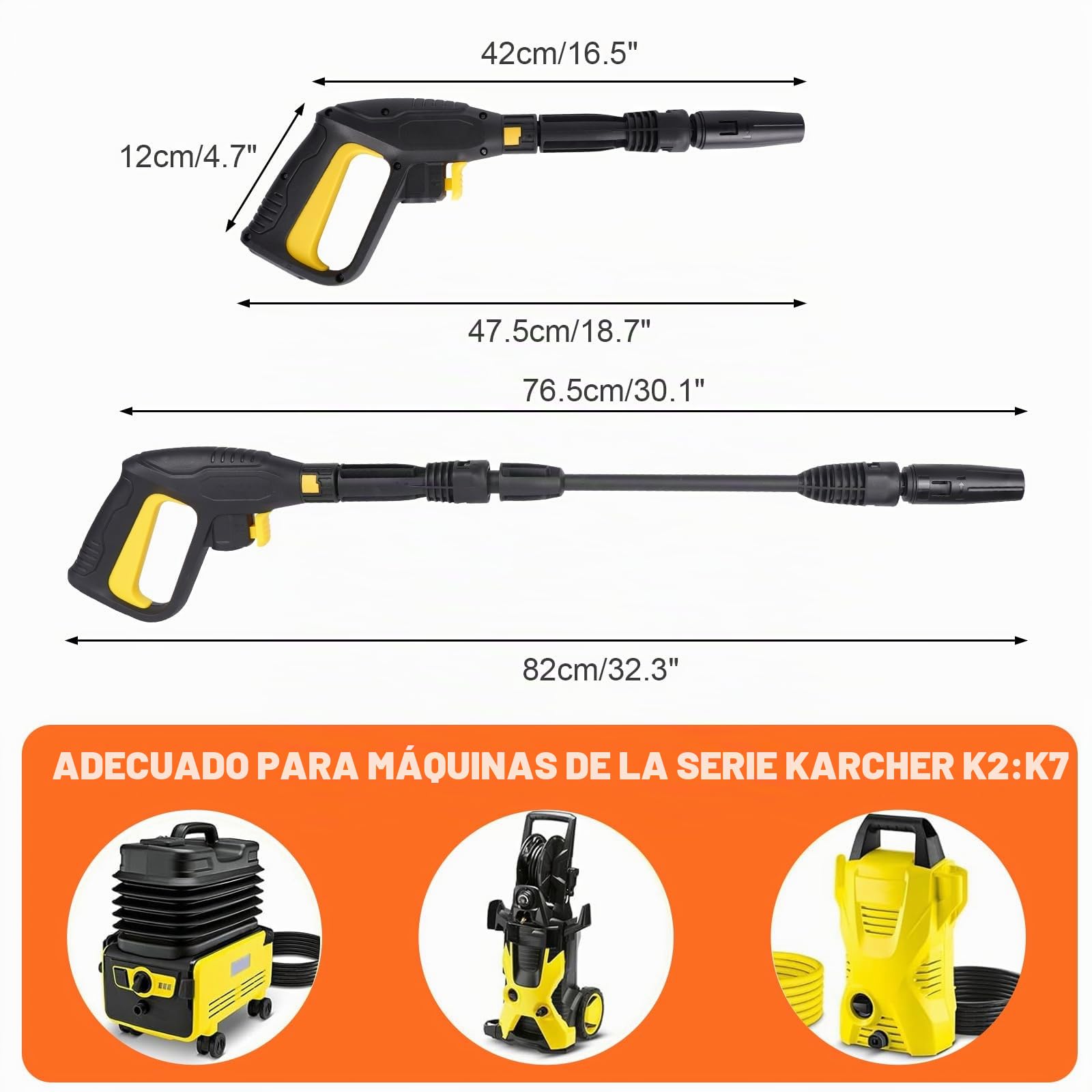 YUET Pistola de Recambio Kit Lanza Quick Connect para Sistema de Rápida para Karcher K2 K3 K4 K5 K7 Pulverización de Lavadora para Limpiadoras a Presión