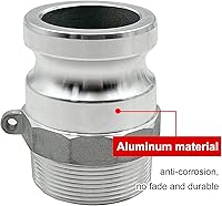 Vista 5 de SAFBY 2 accesorios de manguera de aluminio tipo F y cámara de ranura, enchufe x NPT macho con 2 piezas de accesorios de junta Camlock (1.5 pulgadas)