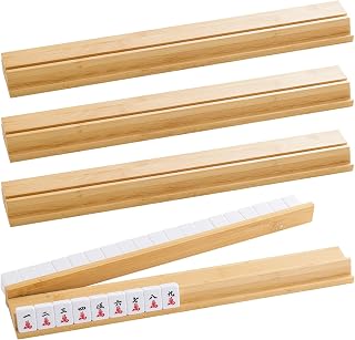 Bamboo Mahjong Racks with Magnetic Pushers,17.5 in