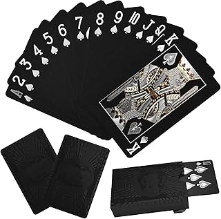 Joyoldelf Black Playing Cards, Waterproof Deck of Cards with Dollar Pattern, Great for Party, Game and Magic