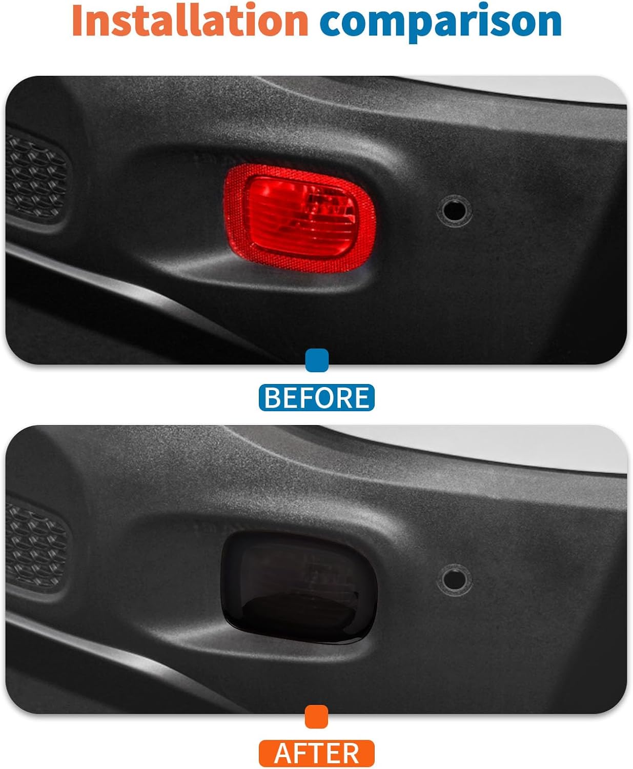 JeCar Smoked Rear Fog Light Cover for 2015-2018 Jeep Renegade - ABS Fog Lamp Overlay Trim Protector, Back Fog Light Decoration Accessories