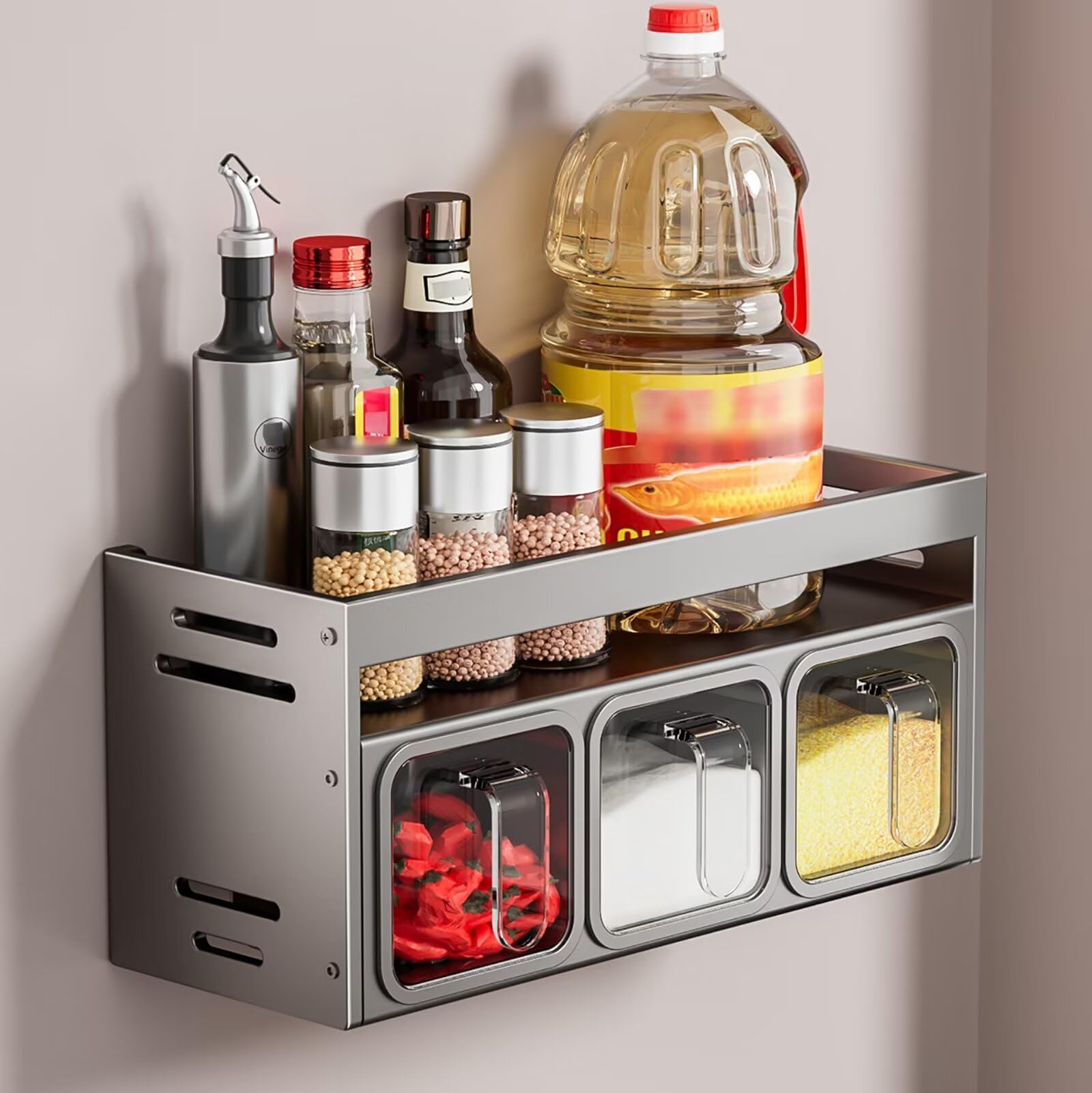 Portaspezie nizer con 3 scatole da parete/controsoffitto mensola per spezie per condimenti forte nizer spezie per cucina erbe vasi