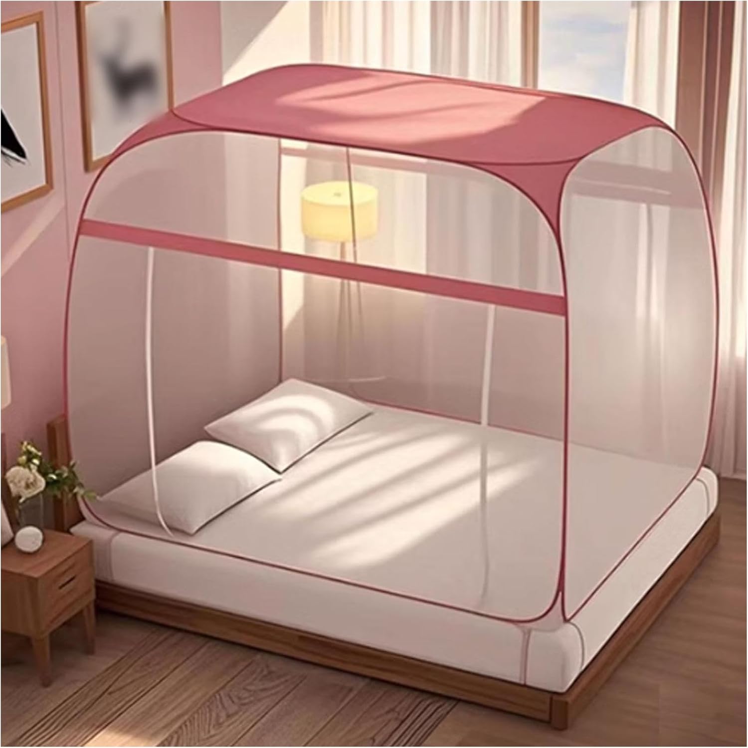 Portable Polyester Folding Mosquito Net Tent with Bottom Pop Up Mosquito Nets Portable Mosquito Netting Double Door Mosquito Tent Stable