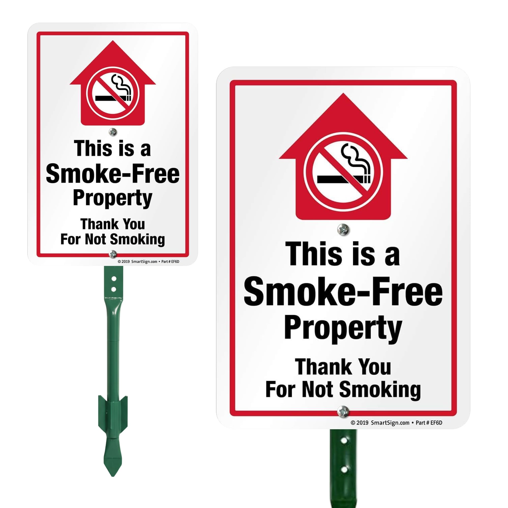 SmartSign "This is A Smoke-Free Property, Thank You for Not Smoking" Sign for Lawn | 21” Tall Stake & Sign Kit-image-35