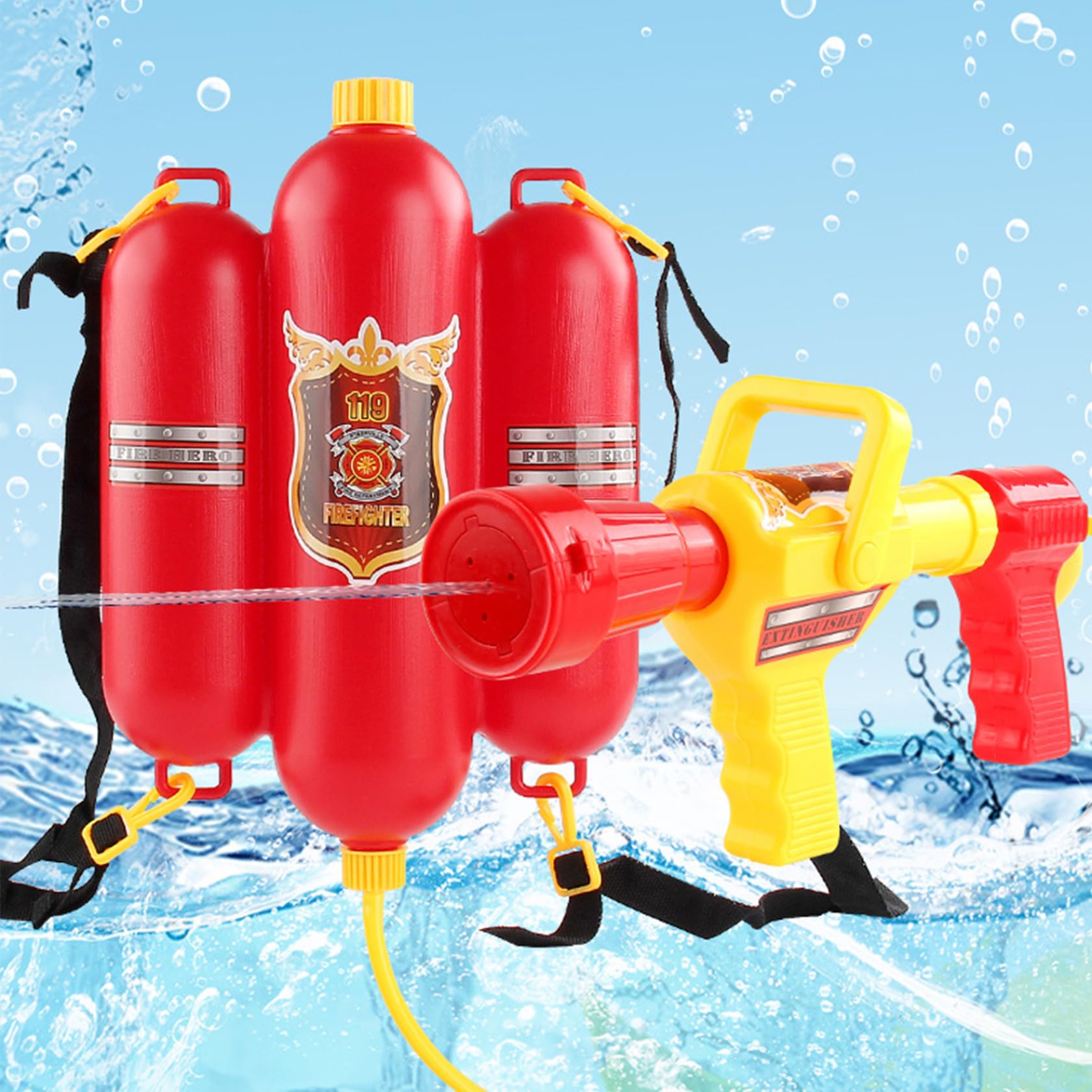 Zaino per pompiere Giocattolo ad acqua Pistola ad acqua estiva Giocattoli Pistola Carro armato giocattolo da esterno, spruzzatore con serbatoio per zaino per bomboniere per feste di compleanno Piscin