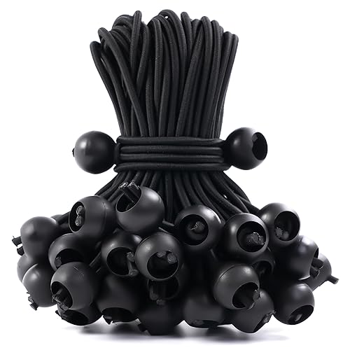 60 Pcs Bungee Cords with Balls, tarp tie Downs, 6
