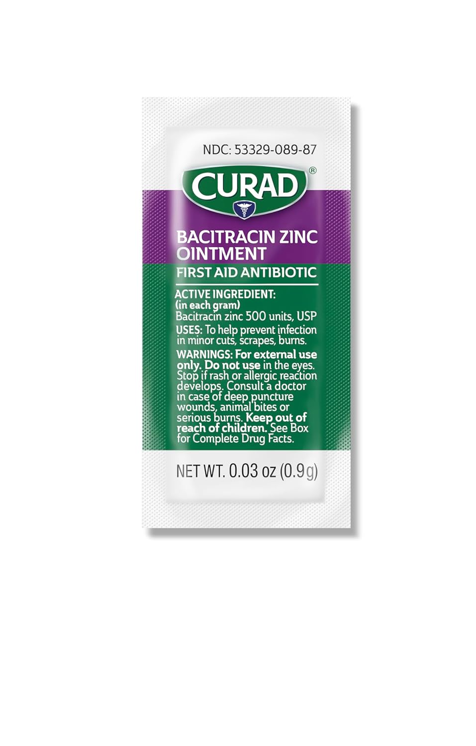 CURAD Bacitracin Ointment with Zinc, 0.9 g Foil Packet, Case of 1728