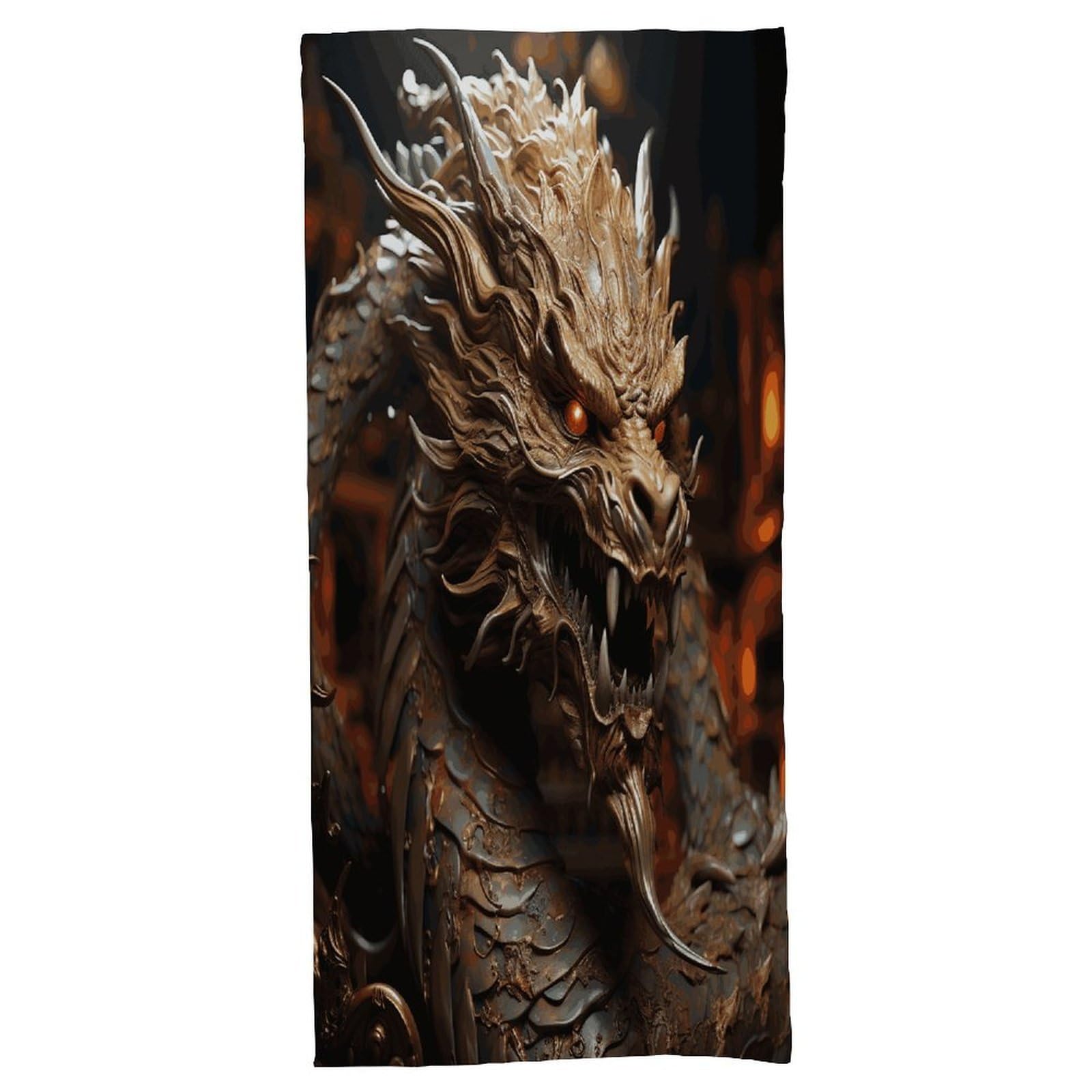 Fekiloot Men's Style Golden Dragon On Red Background Bath Towel Highly Absorbent,Beach Towels For Wo,Pool Towel Bathroom Essential For Beach,Gym,Travel, Camp