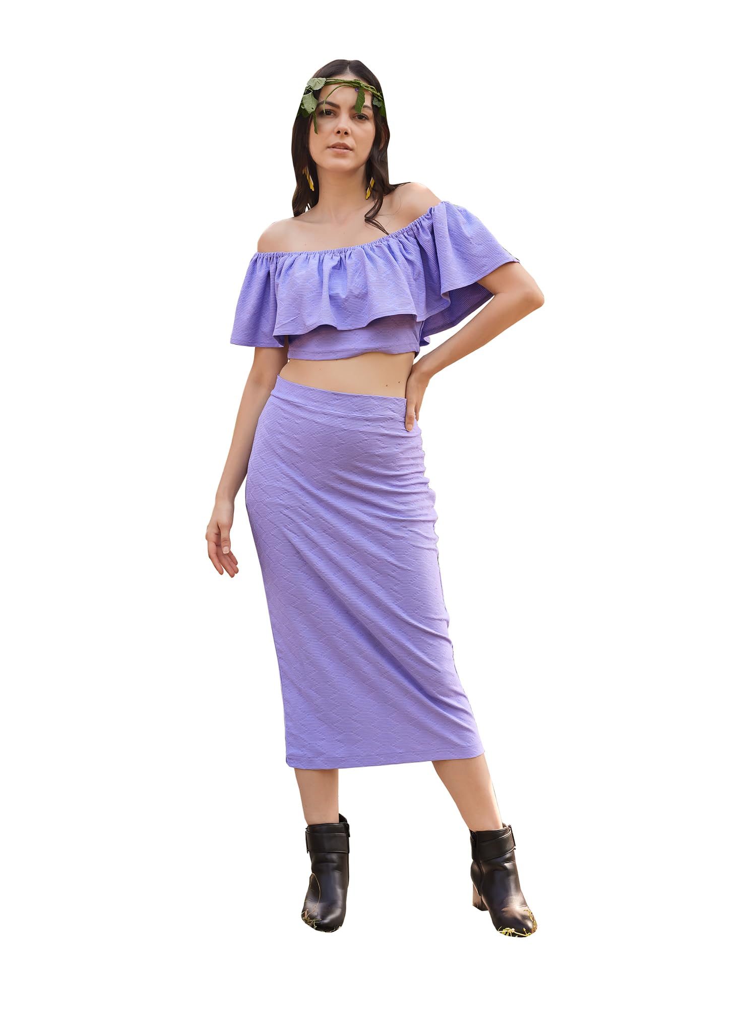 PURVAJAWomen's Polyester Blend Solid Co-Ord Set