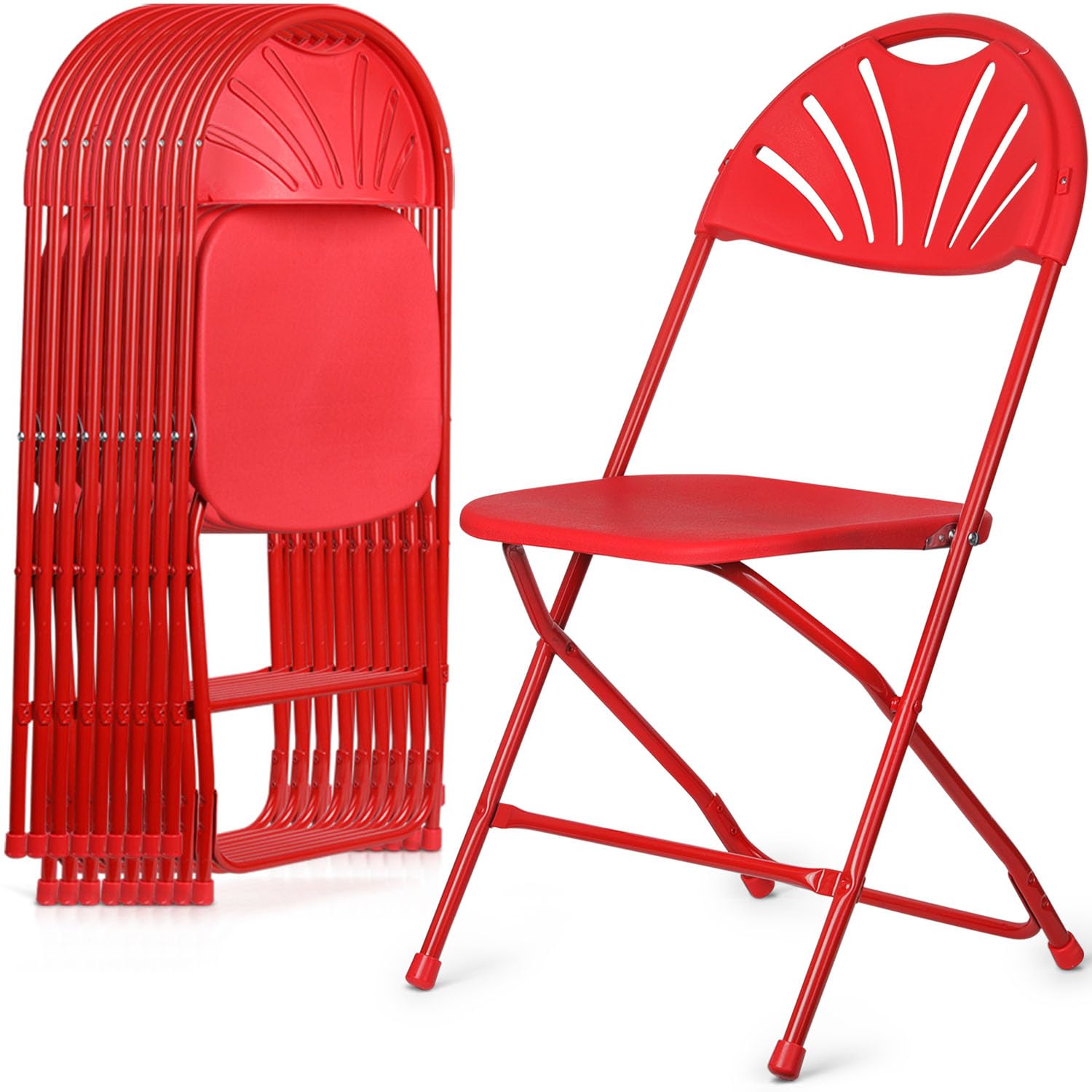 OS MOTOR Folding Chairs 10 Pack, Heavy-Duty Plastic Foldable Chairs with Sturdy Metal Frame, 350 lbs Capacity, Fashion Stackable Portable for Weddings